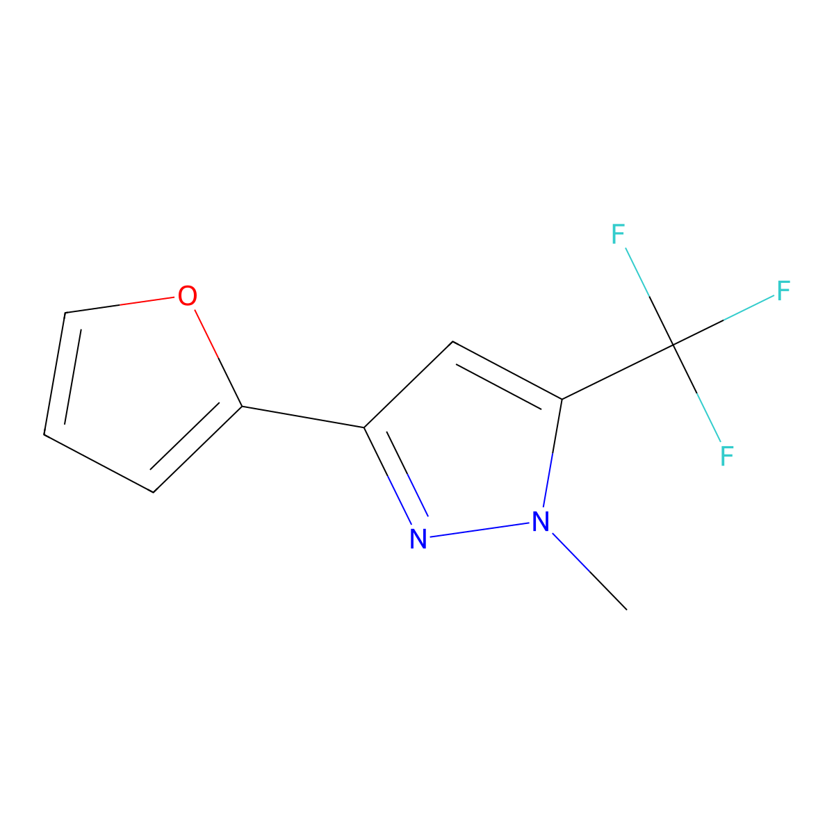 3-(Furan-2-yl)-1-methyl-5-(trifluoromethyl)-1H-pyrazole molecular structure, CAS 1024599-51-6