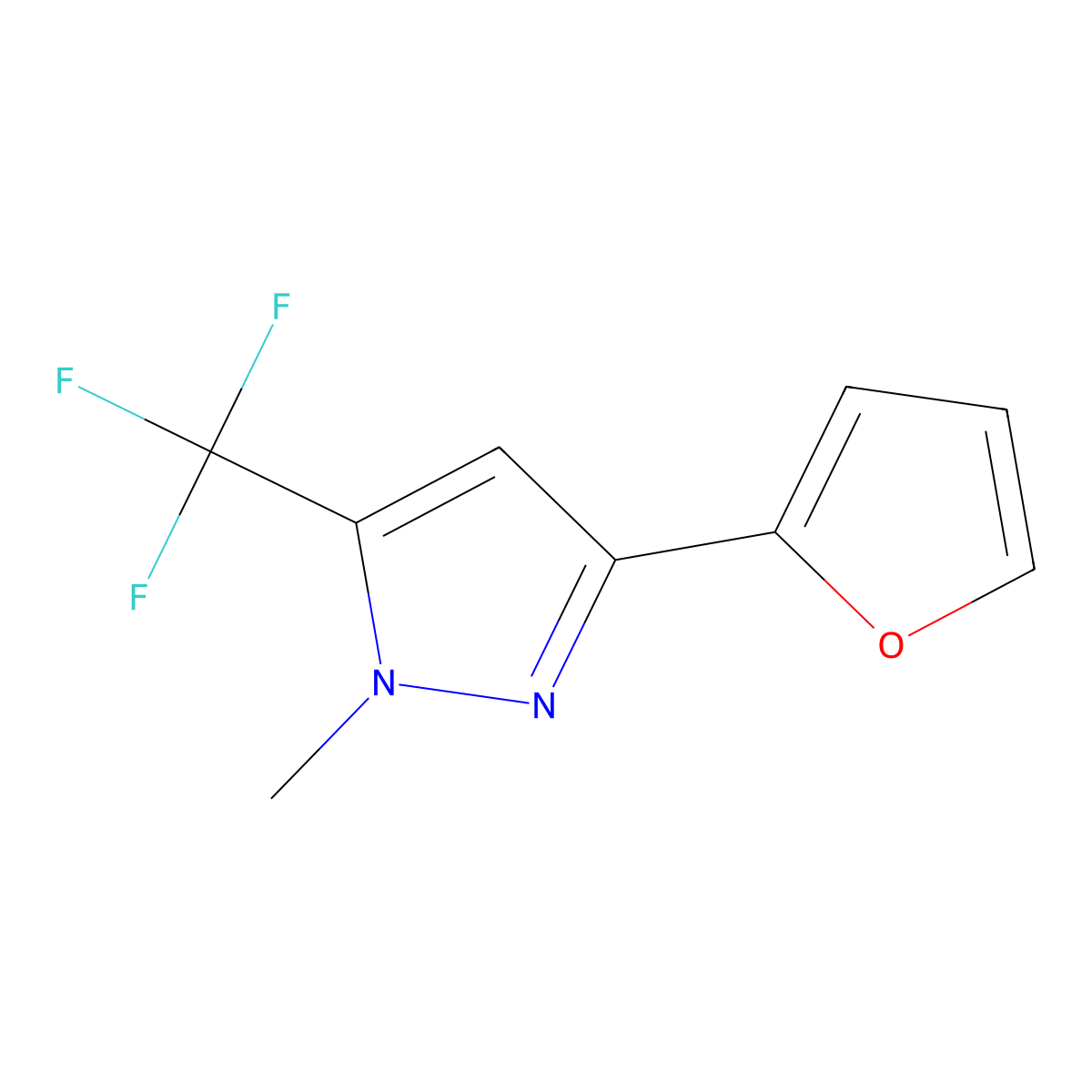 3-(Furan-2-yl)-1-methyl-5-(trifluoromethyl)-1H-pyrazole molecular structure, CAS 1024599-51-6