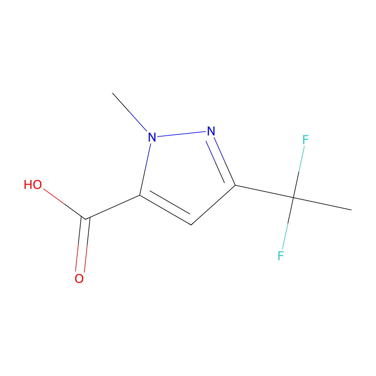 3-(1,1-Difluoroethyl)-1-methyl-1H-pyrazole-5-carboxylic acid molecular structure, CAS 1024599-54-9