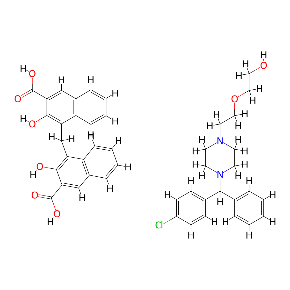 Hydroxyzine Pamoate molecular structure, CAS 10246-75-0