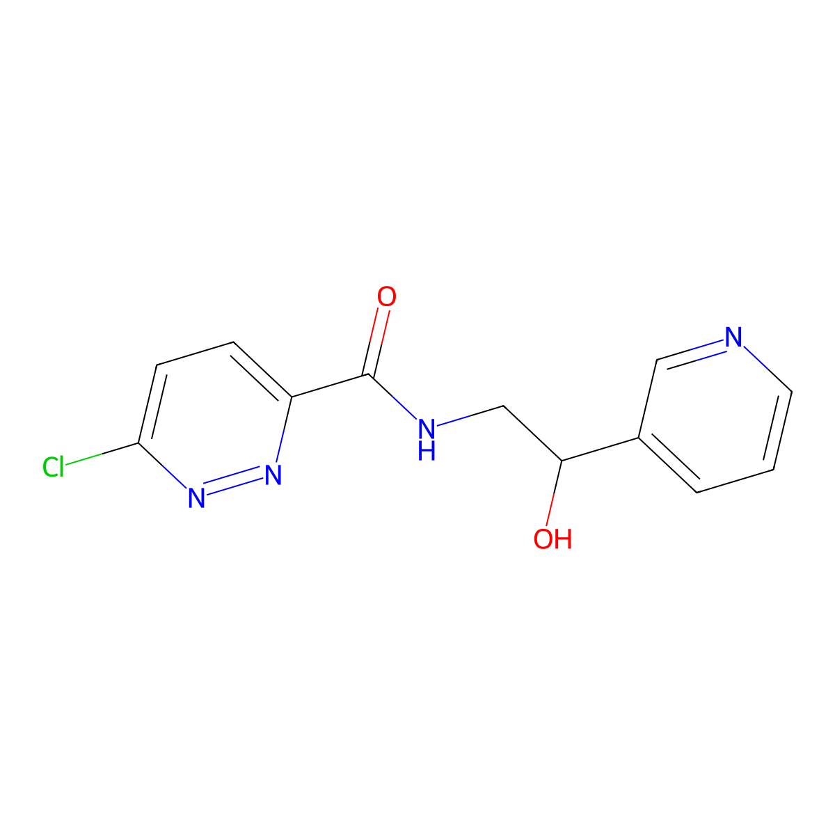 6-chloro-N-(2-hydroxy-2-(pyridin-3-yl)ethyl)pyridazine-3-carboxamide molecular structure, CAS 1024604-99-6