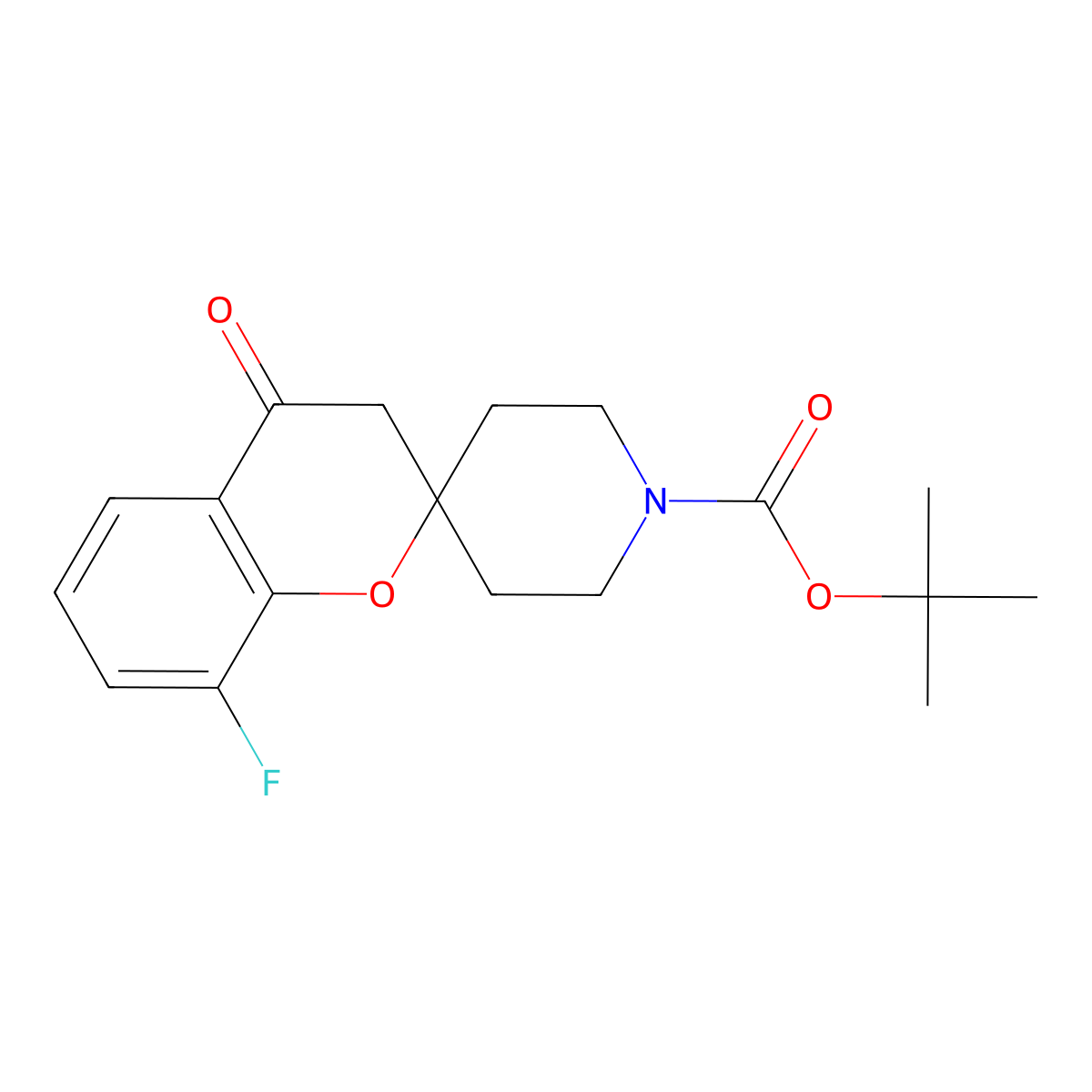 tert-butyl 8-fluoro-4-oxospiro[3H-chromene-2,4'-piperidine]-1'-carboxylate molecular structure, CAS 1024605-91-1