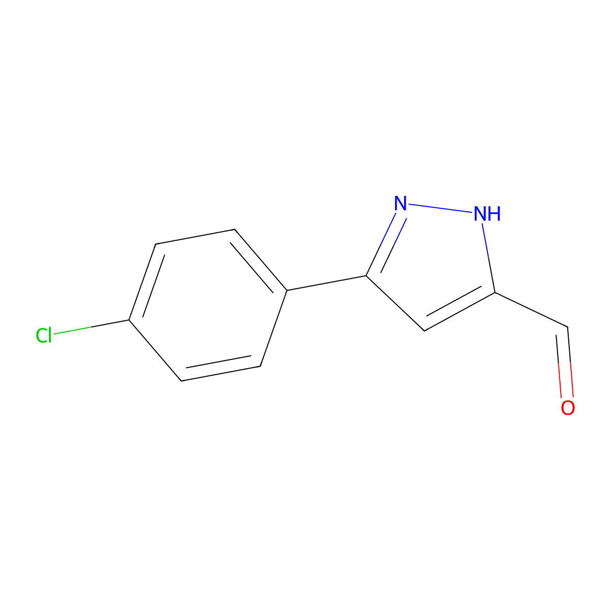 3-(4-chlorophenyl)-1H-pyrazole-5-carbaldehyde molecular structure, CAS 1024611-61-7