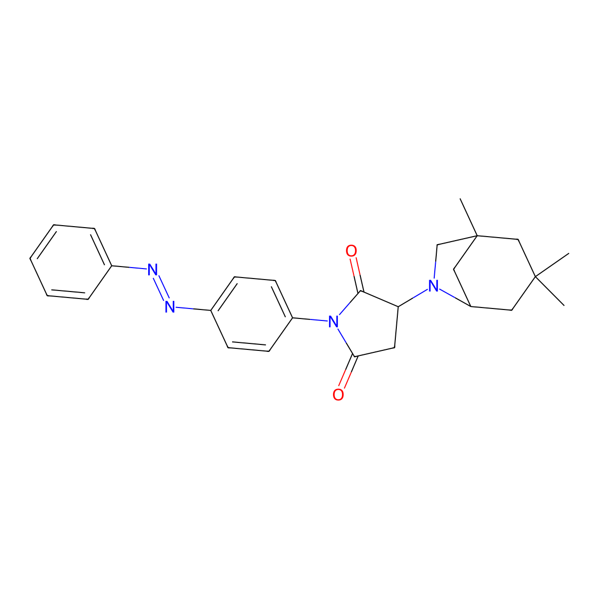 2,5-Pyrrolidinedione, 1-[4-(2-phenyldiazenyl)phenyl]-3-(1,3,3-trimethyl-6-azabicyclo[3.2.1]oct-6-yl)- molecular structure, CAS 1024618-14-1