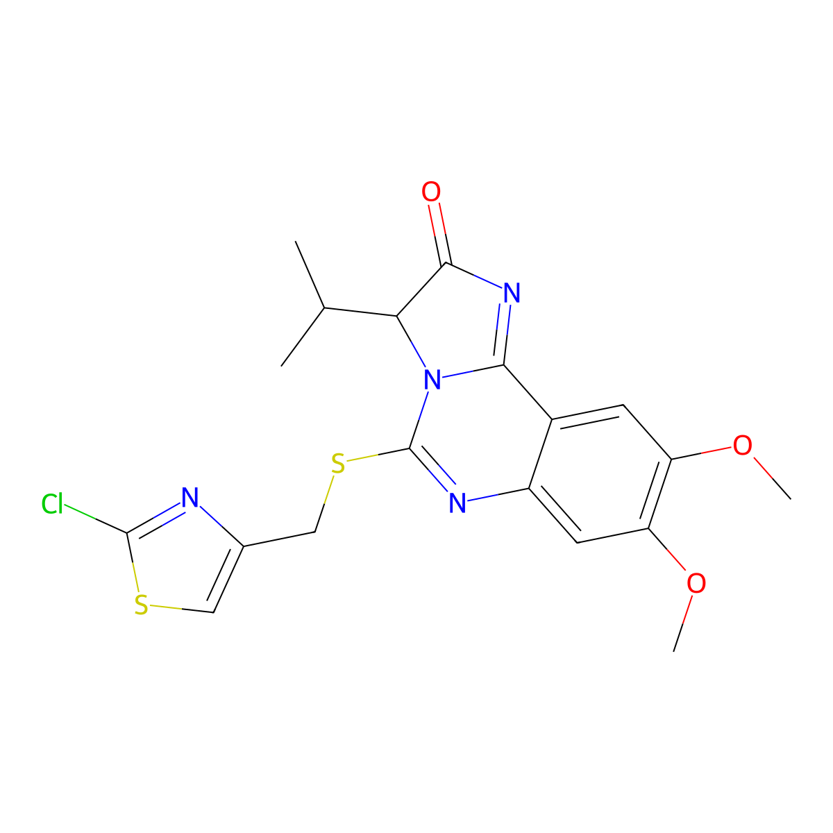 5-{[(2-chloro-1,3-thiazol-4-yl)methyl]sulfanyl}-3-isopropyl-8,9-dimethoxyimidazo[1,2-c]quinazolin-2(3H)-one molecular structure, CAS 1024618-15-2