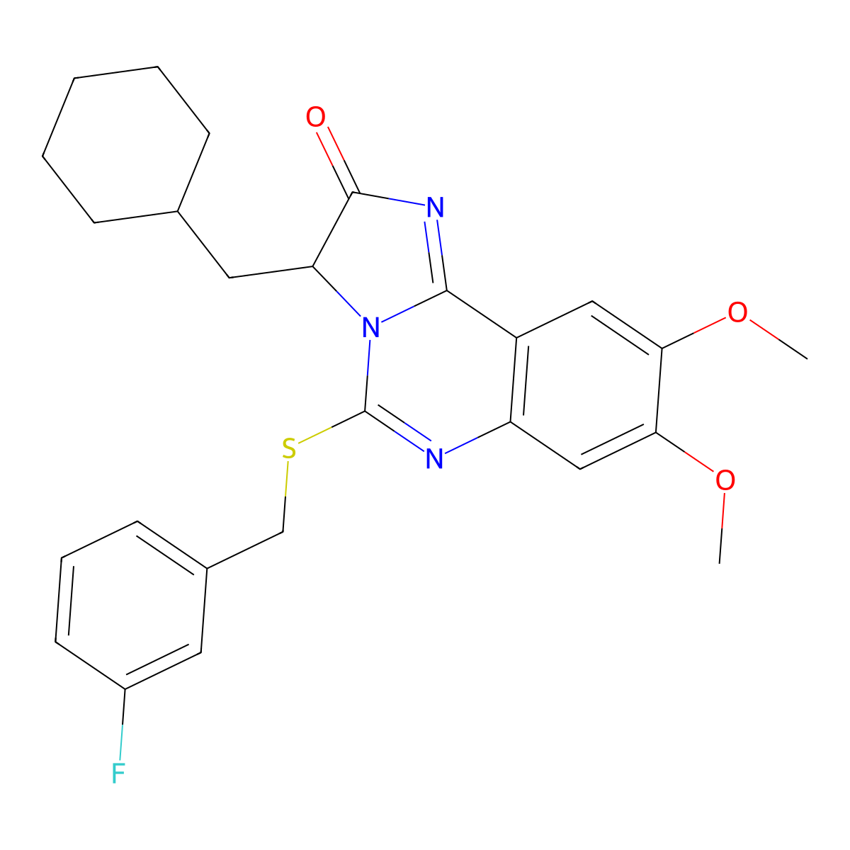 3-(cyclohexylmethyl)-5-[(3-fluorobenzyl)sulfanyl]-8,9-dimethoxyimidazo[1,2-c]quinazolin-2(3H)-one molecular structure, CAS 1024620-09-4