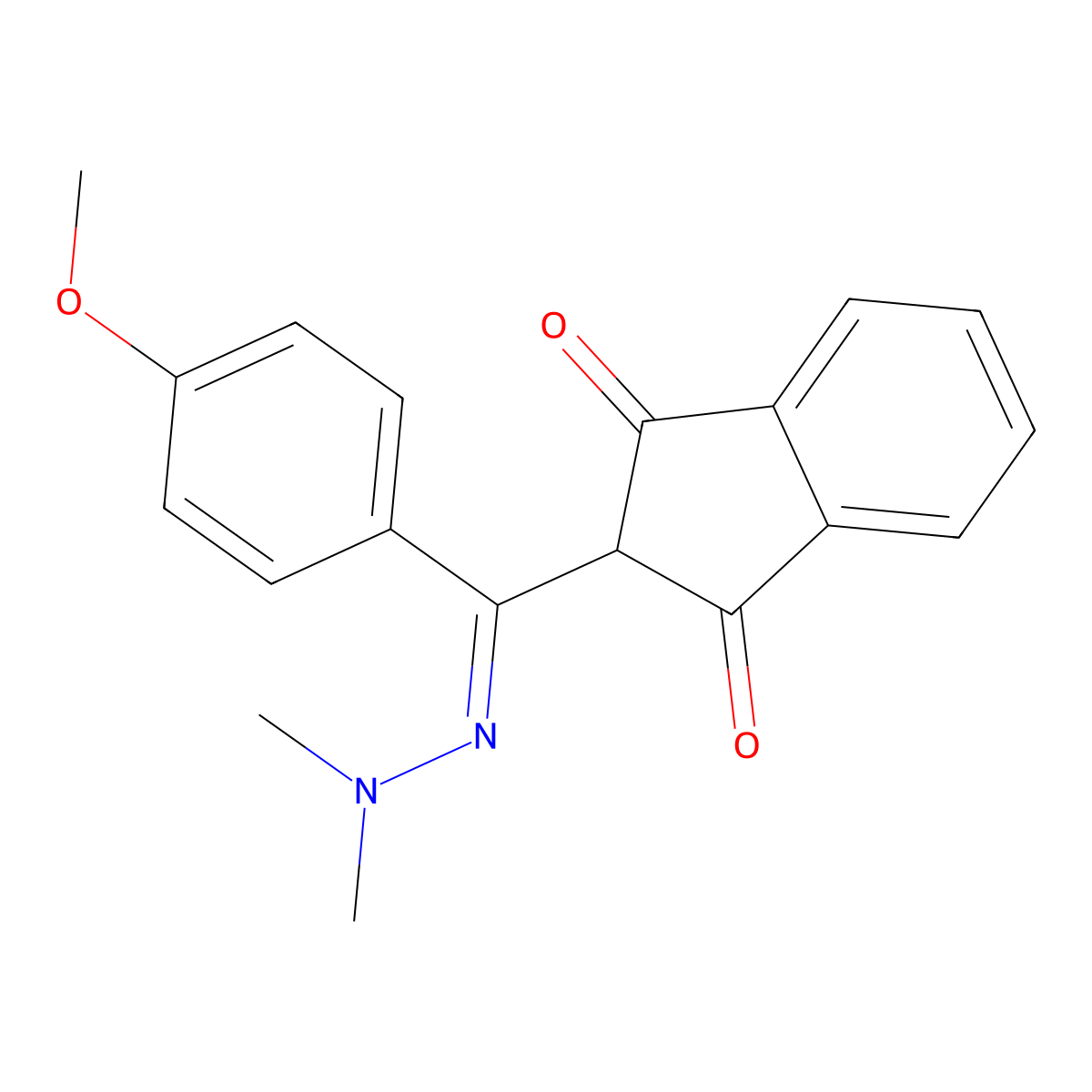 2-[(2,2-dimethylhydrazin-1-ylidene)(4-methoxyphenyl)methyl]-2,3-dihydro-1H-indene-1,3-dione molecular structure, CAS 1024672-20-5