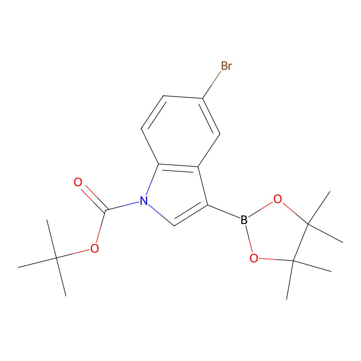 tert-Butyl 5-bromo-3-(4,4,5,5-tetramethyl-1,3,2-dioxaborolan-2-yl)-1H-indole-1-carboxylate molecular structure, CAS 1024677-85-7