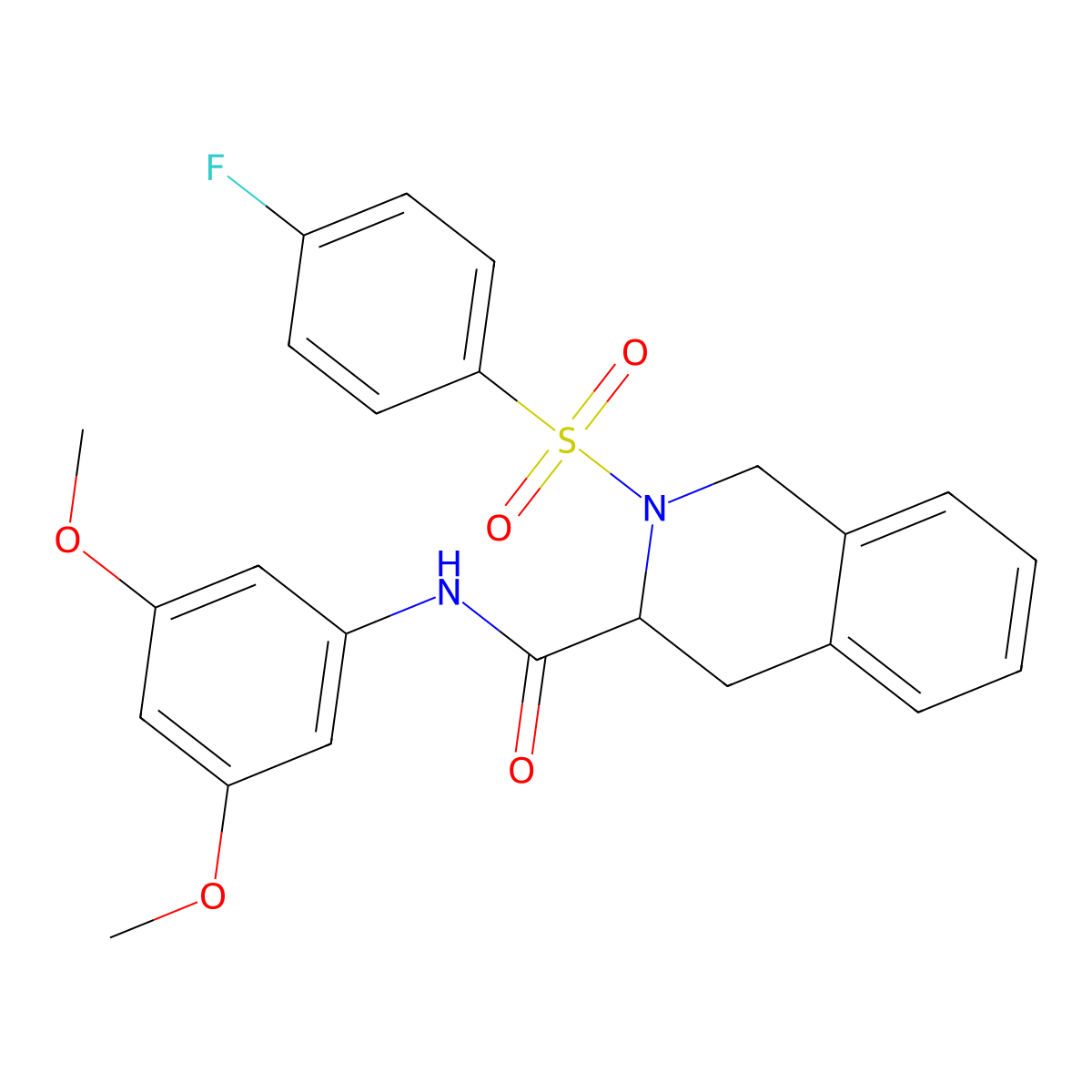 N-(3,5-dimethoxyphenyl)-2-(4-fluorobenzenesulfonyl)-1,2,3,4-tetrahydroisoquinoline-3-carboxamide molecular structure, CAS 1024687-20-4