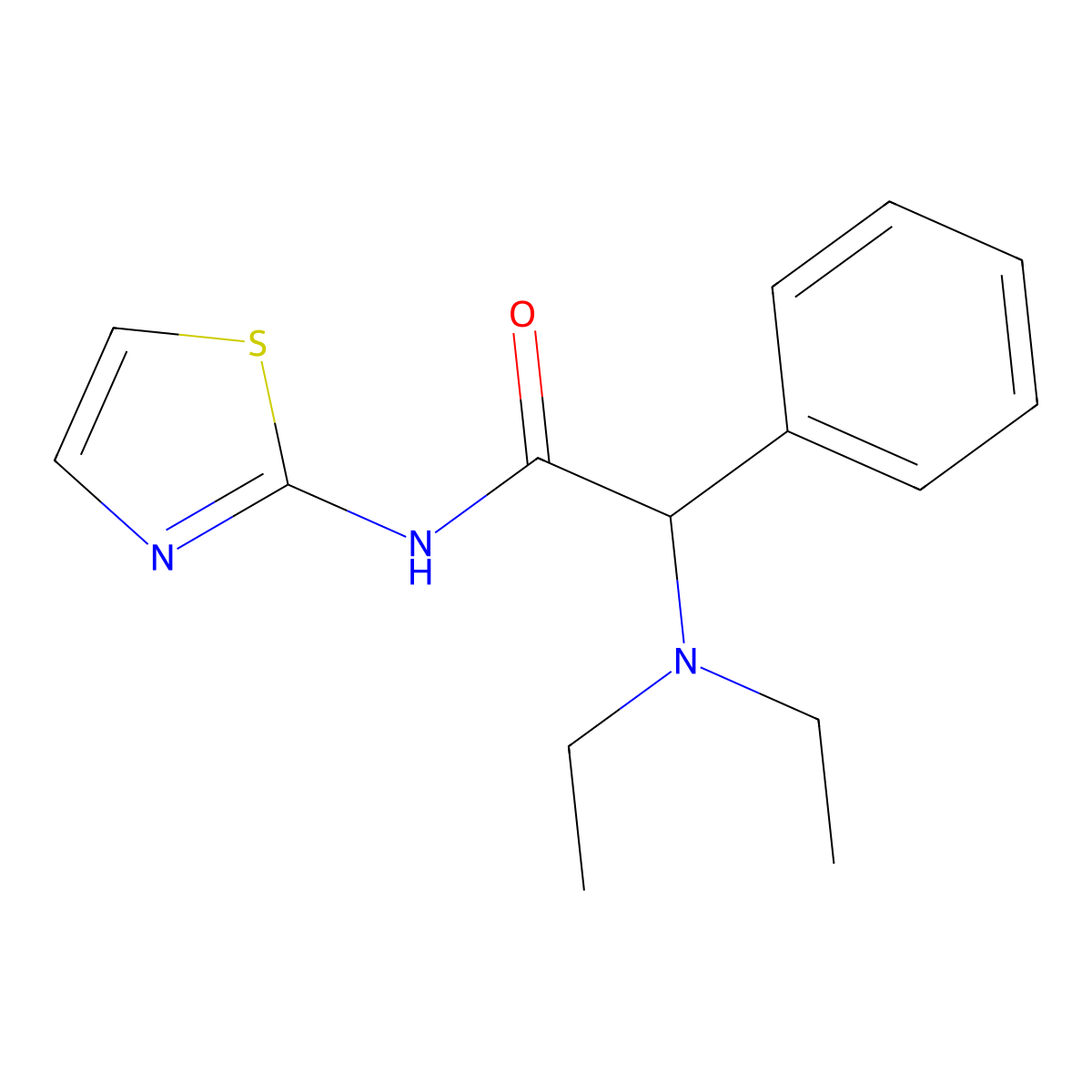 2-(diethylamino)-2-phenyl-N-(1,3-thiazol-2-yl)acetamide molecular structure, CAS 1024687-54-4