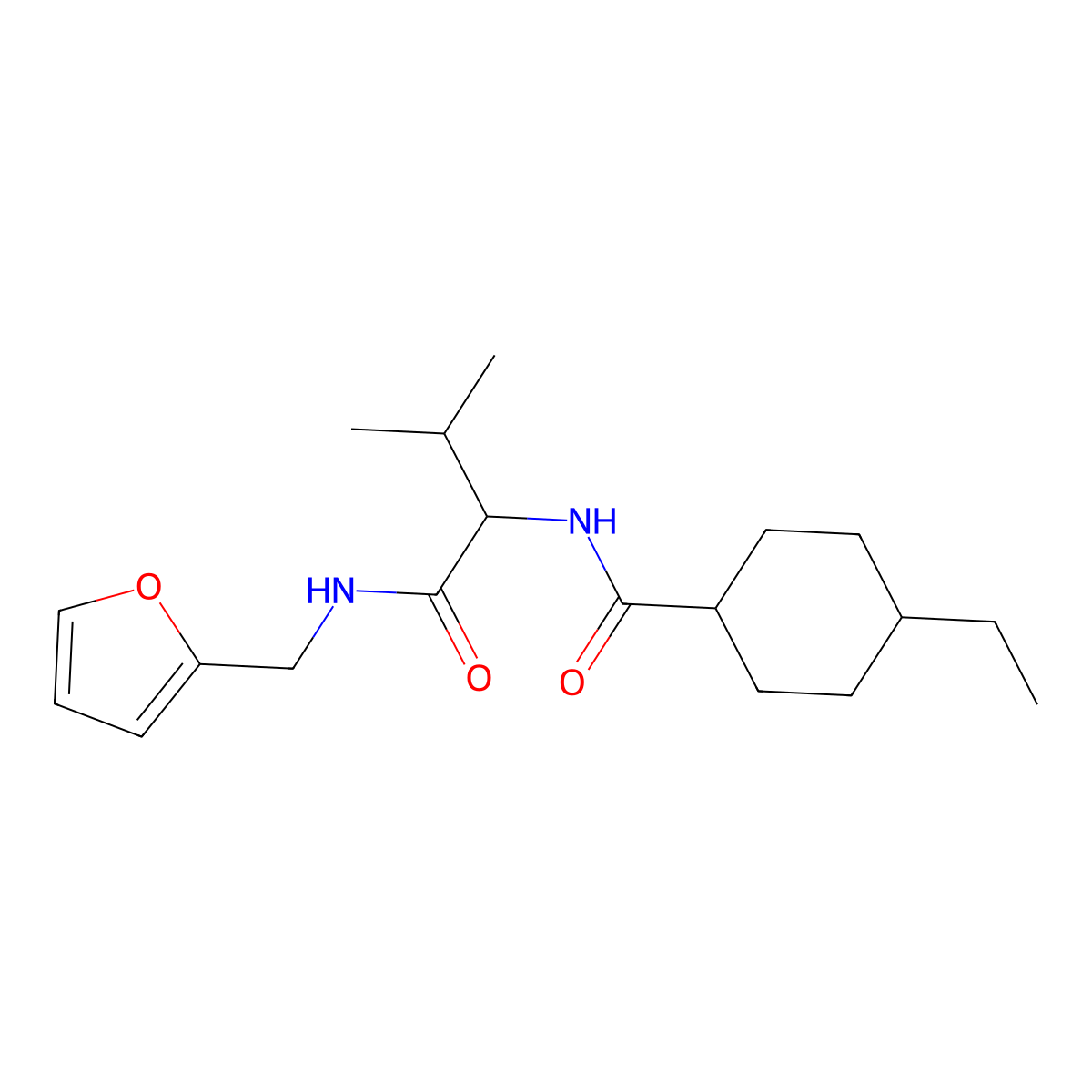 4-ethyl-N-(1-((furan-2-ylmethyl)amino)-3-methyl-1-oxobutan-2-yl)cyclohexanecarboxamide molecular structure, CAS 1024703-37-4