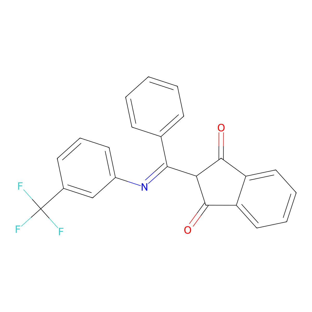 2-[C-phenyl-N-[3-(trifluoromethyl)phenyl]carbonimidoyl]indene-1,3-dione molecular structure, CAS 1024707-44-5