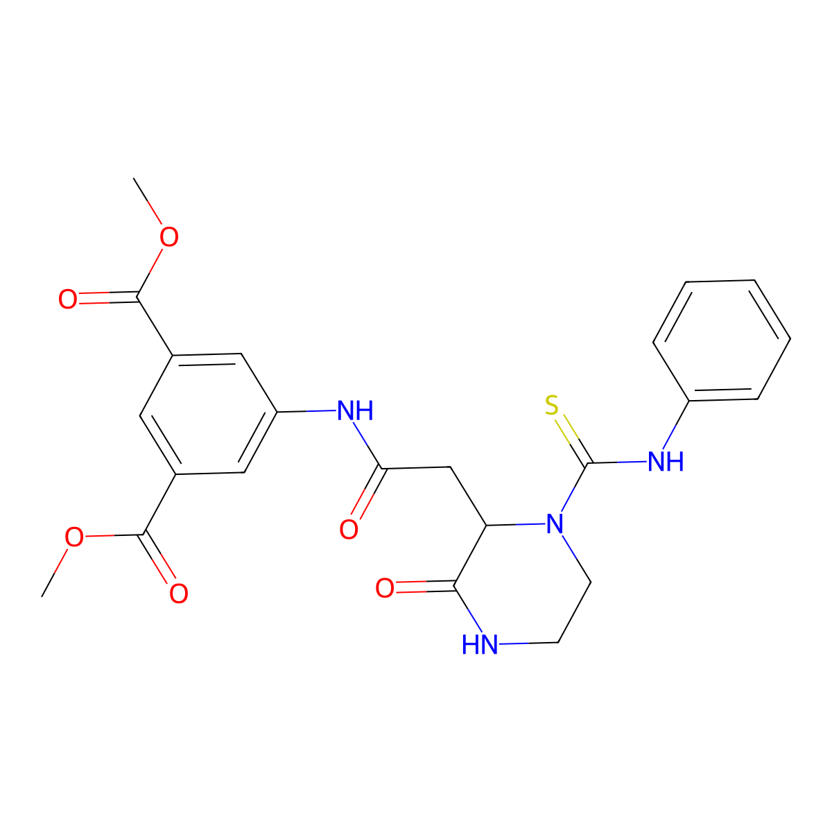 Dimethyl 5-({[3-oxo-1-(phenylcarbamothioyl)piperazin-2-yl]acetyl}amino)benzene-1,3-dicarboxylate molecular structure, CAS 1024710-84-6