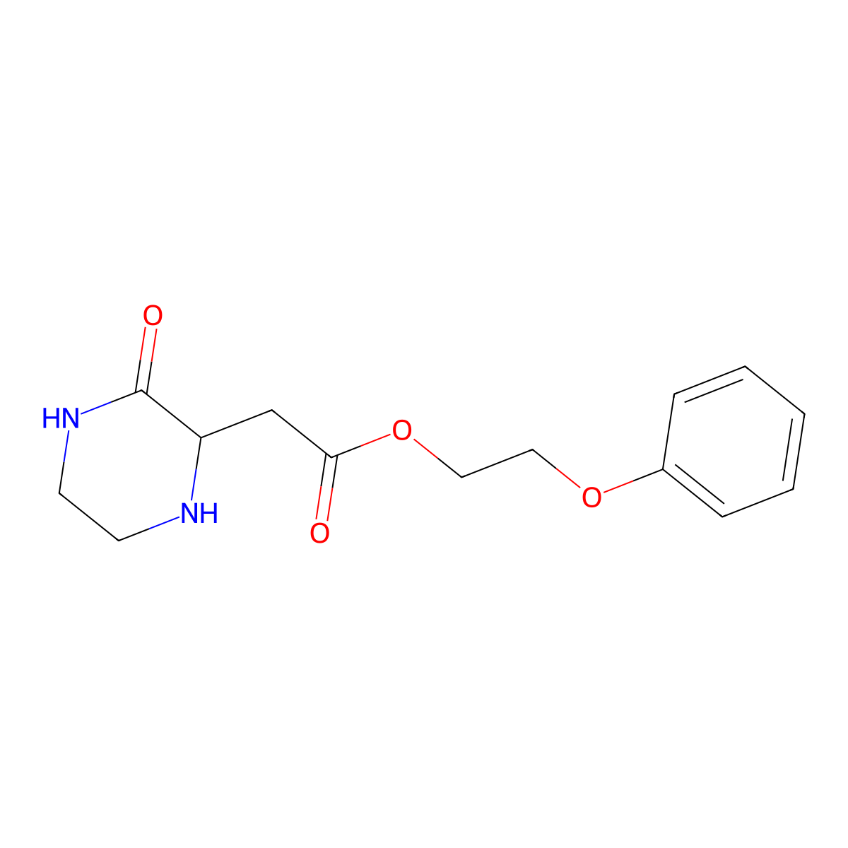 2-Phenoxyethyl 2-(3-oxo-2-piperazinyl)acetate molecular structure, CAS 1024712-63-7