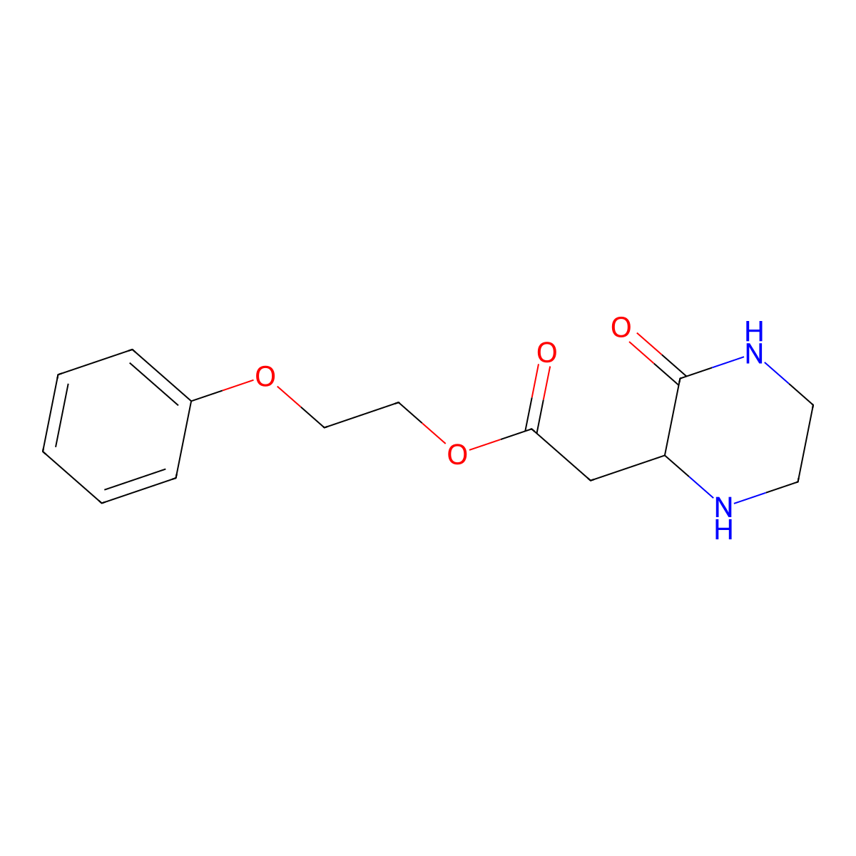 2-Phenoxyethyl 2-(3-oxo-2-piperazinyl)acetate molecular structure, CAS 1024712-63-7
