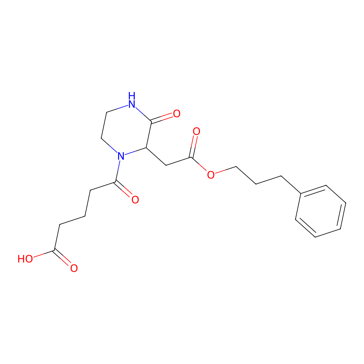 5-Oxo-5-{3-oxo-2-[2-oxo-2-(3-phenylpropoxy)ethyl]-1-piperazinyl}pentanoic acid molecular structure, CAS 1024712-86-4