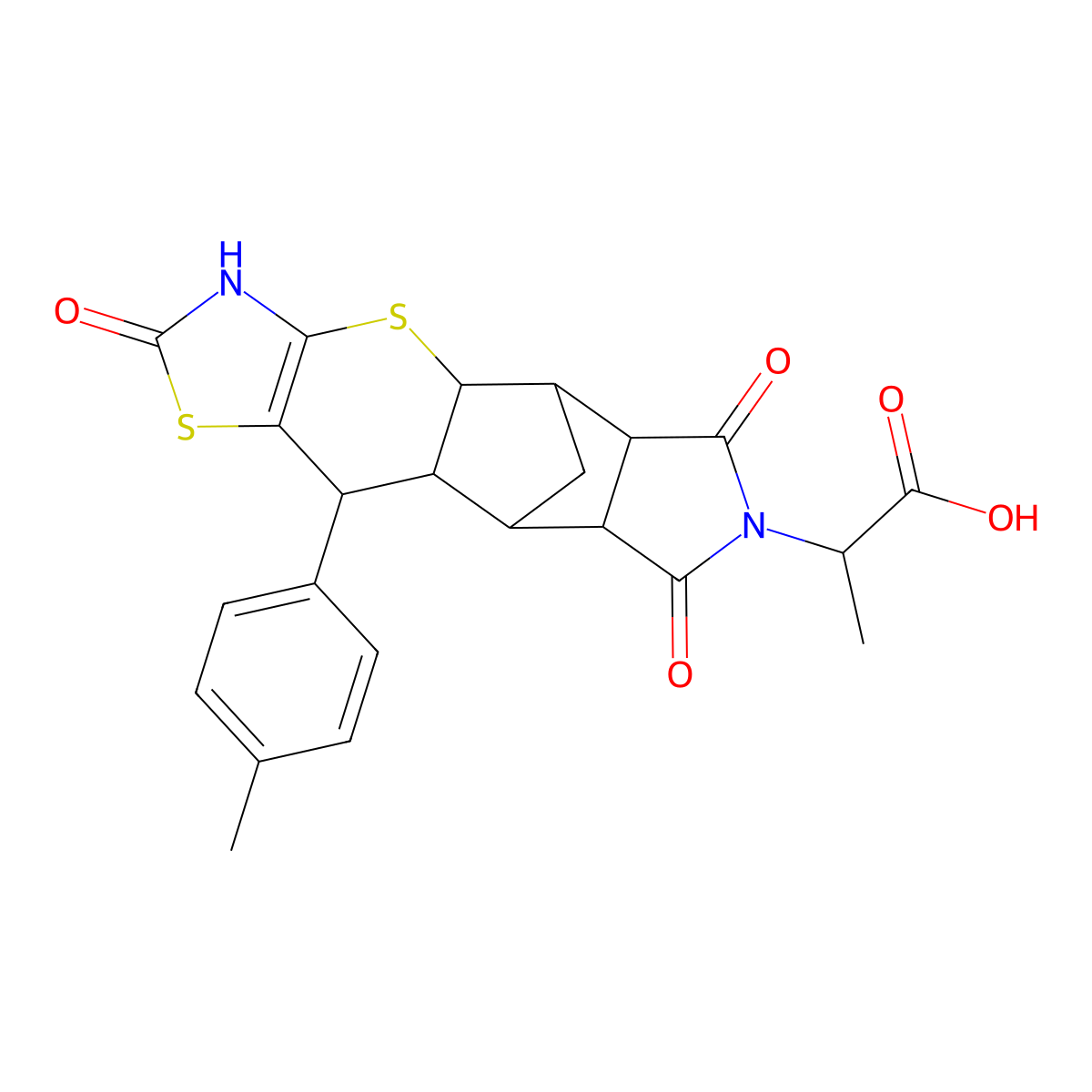2-[9-(4-Methylphenyl)-6,13,15-trioxo-3,7-dithia-5,14-diazapentacyclo[9.5.1.02,10.04,8.012,16]heptadec-4(8)-en-14-yl]propanoic acid molecular structure, CAS 1024713-92-5
