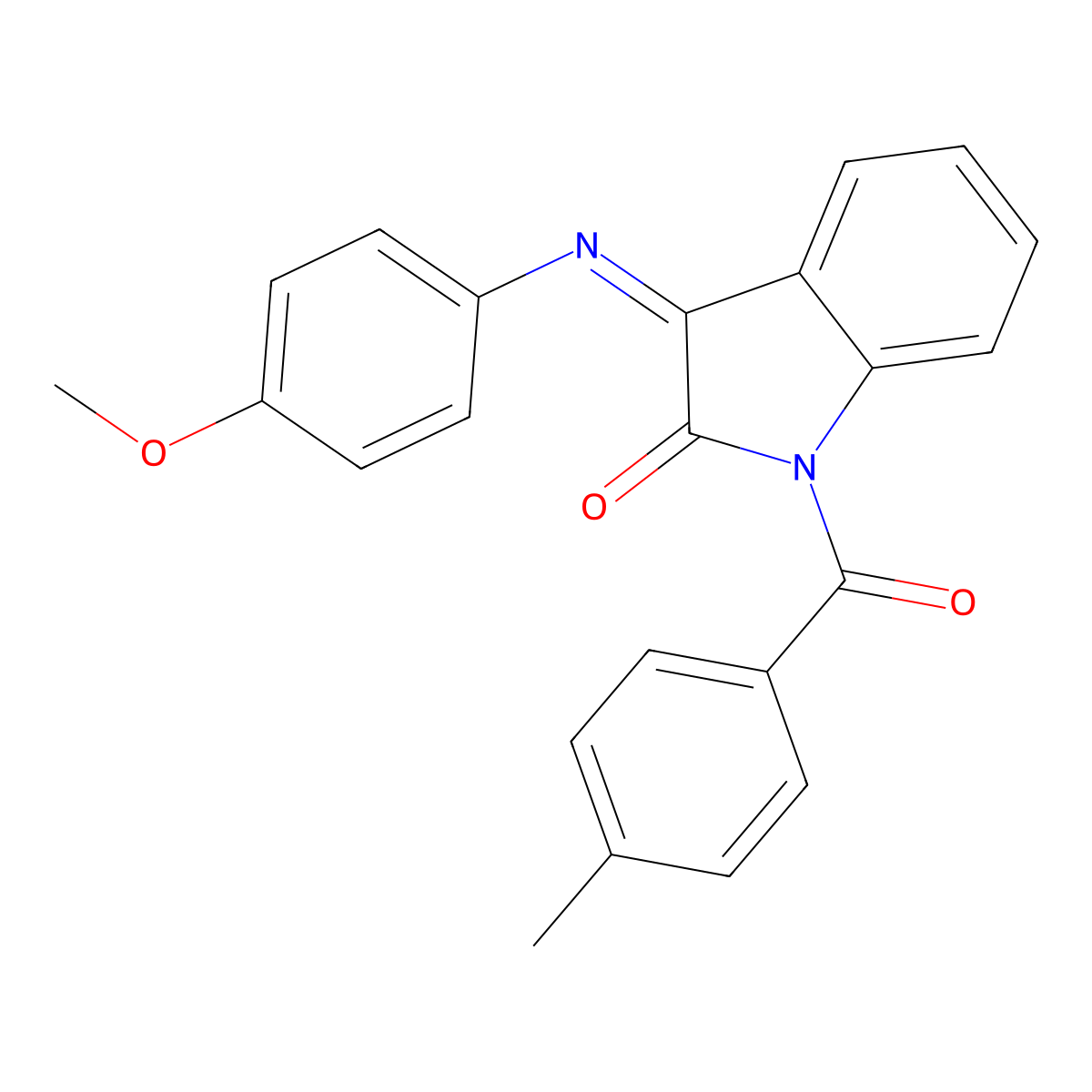 3-((4-Methoxyphenyl)imino)-1-((4-methylphenyl)carbonyl)indolin-2-one molecular structure, CAS 1024720-13-5