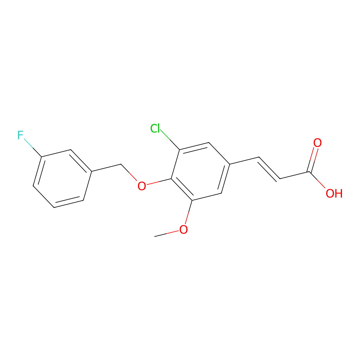 (2E)-3-{3-chloro-4-[(3-fluorobenzyl)oxy]-5-methoxyphenyl}acrylic acid molecular structure, CAS 1024721-54-7