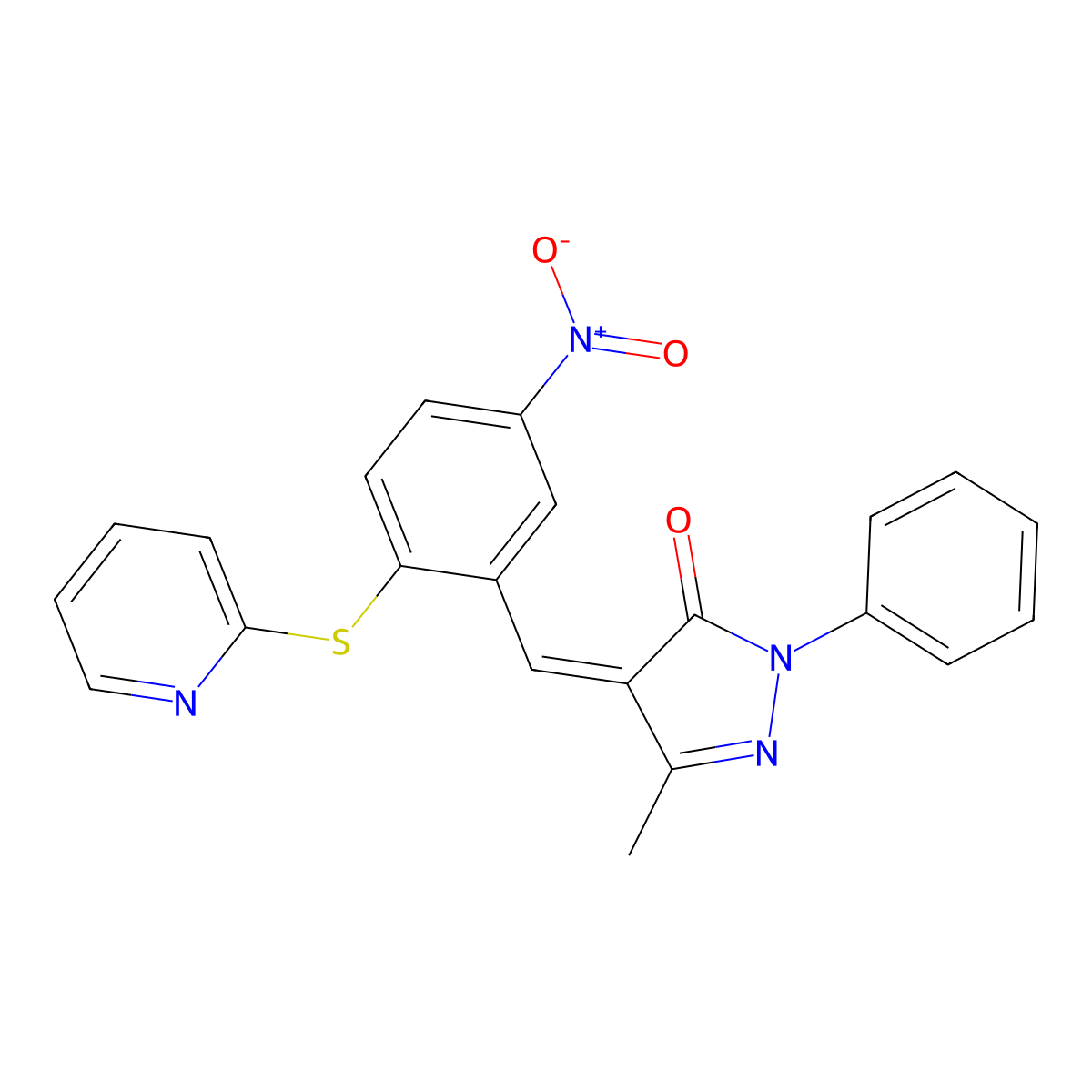 3-Methyl-4-(5-nitro-2-(pyridin-2-ylthio)benzylidene)-1-Phenyl-1H-pyrazol-5(4H)-one molecular structure, CAS 1024724-31-9