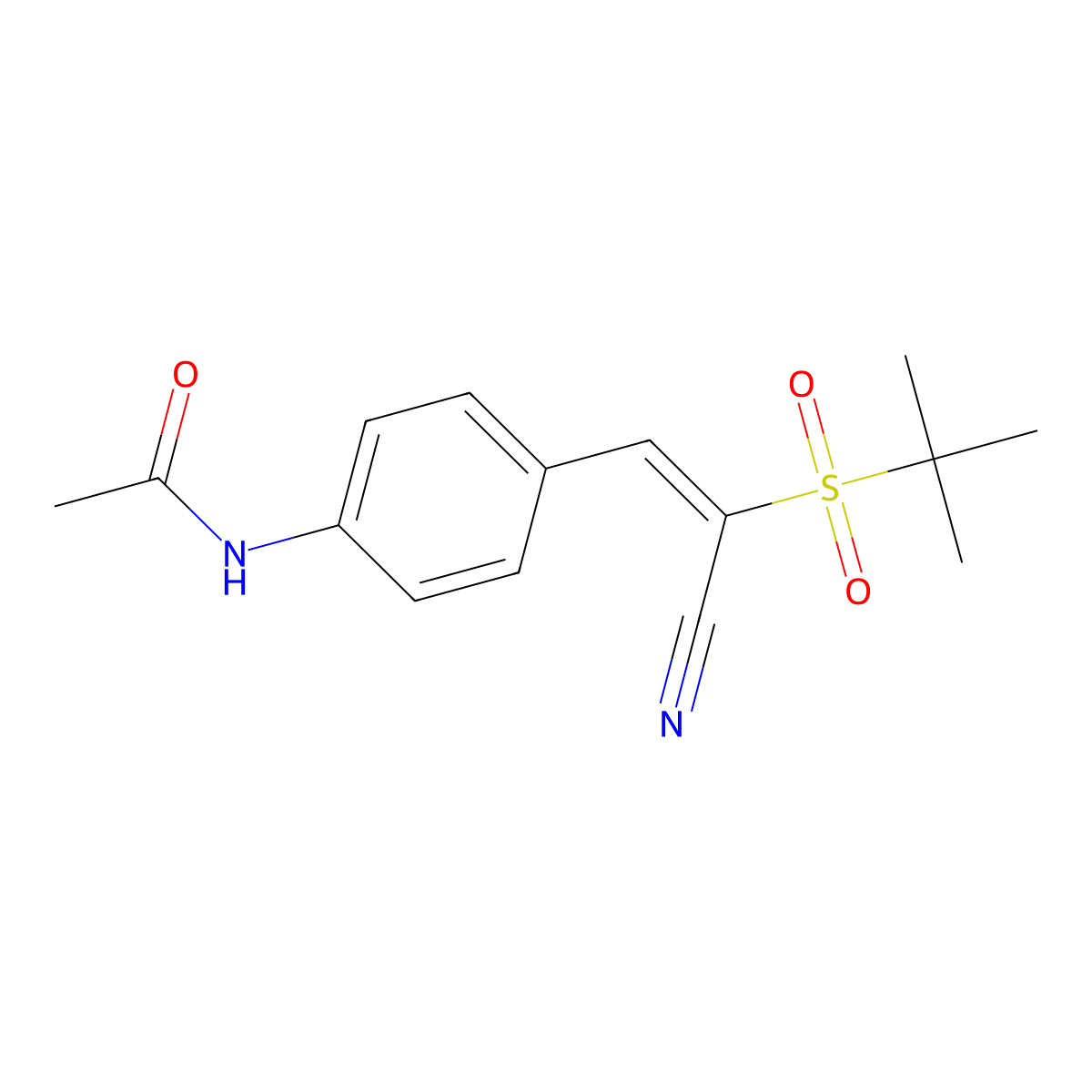 N-[4-[(E)-2-tert-butylsulfonyl-2-cyanoethenyl]phenyl]acetamide molecular structure, CAS 1024726-20-2