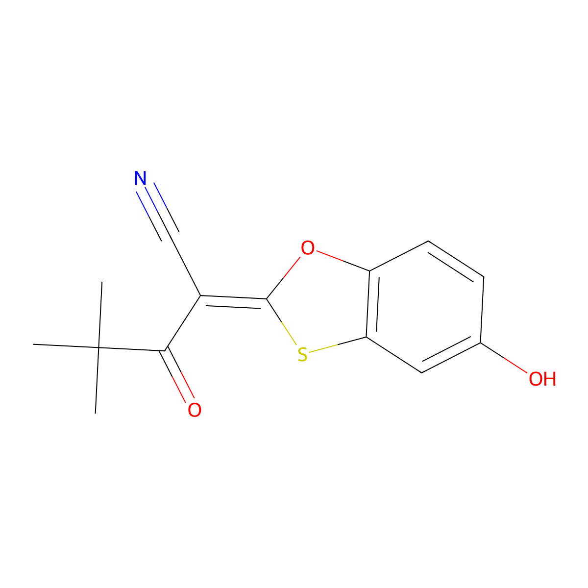 2-(5-Hydroxy-1,3-benzoxathiol-2-ylidene)-4,4-dimethyl-3-oxopentanenitrile molecular structure, CAS 1024728-99-1