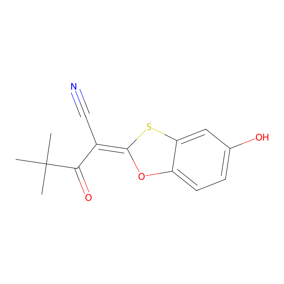 2-(5-Hydroxy-1,3-benzoxathiol-2-ylidene)-4,4-dimethyl-3-oxopentanenitrile molecular structure, CAS 1024728-99-1