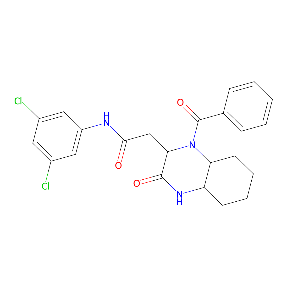 2-(1-benzoyl-3-oxodecahydro-2-quinoxalinyl)-N-(3,5-dichlorophenyl)acetamide molecular structure, CAS 1024729-93-8