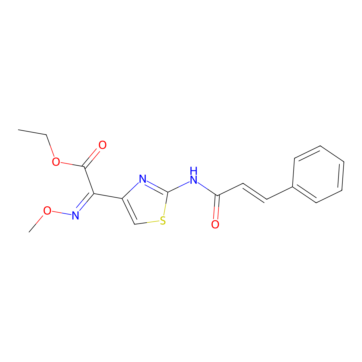 ethyl (2Z)-2-(methoxyimino)-2-{2-[(2E)-3-phenylprop-2-enamido]-1,3-thiazol-4-yl}acetate molecular structure, CAS 1024734-17-5