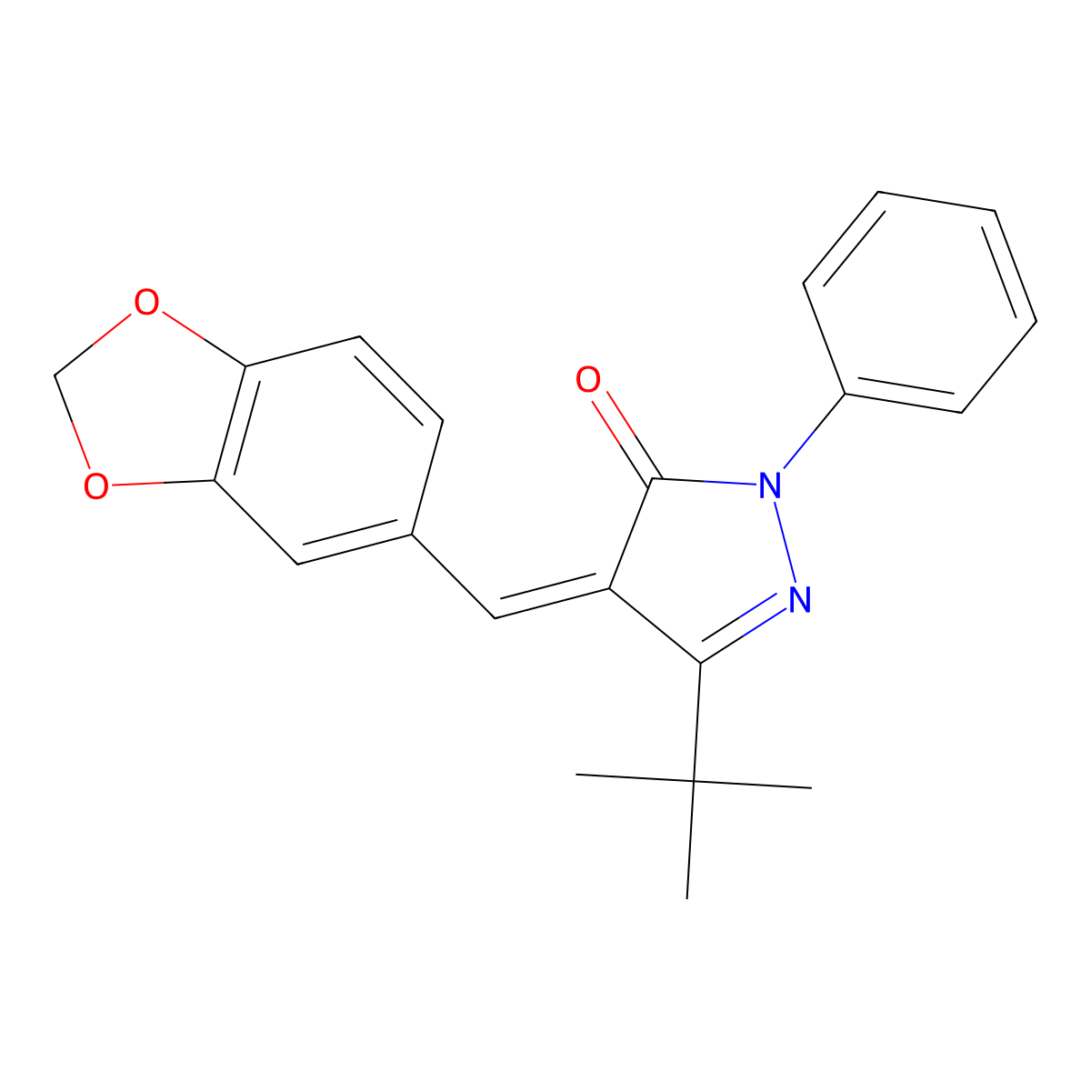4-(1,3-Benzodioxol-5-ylmethylidene)-5-tert-butyl-2-phenylpyrazol-3-one molecular structure, CAS 1024790-34-8