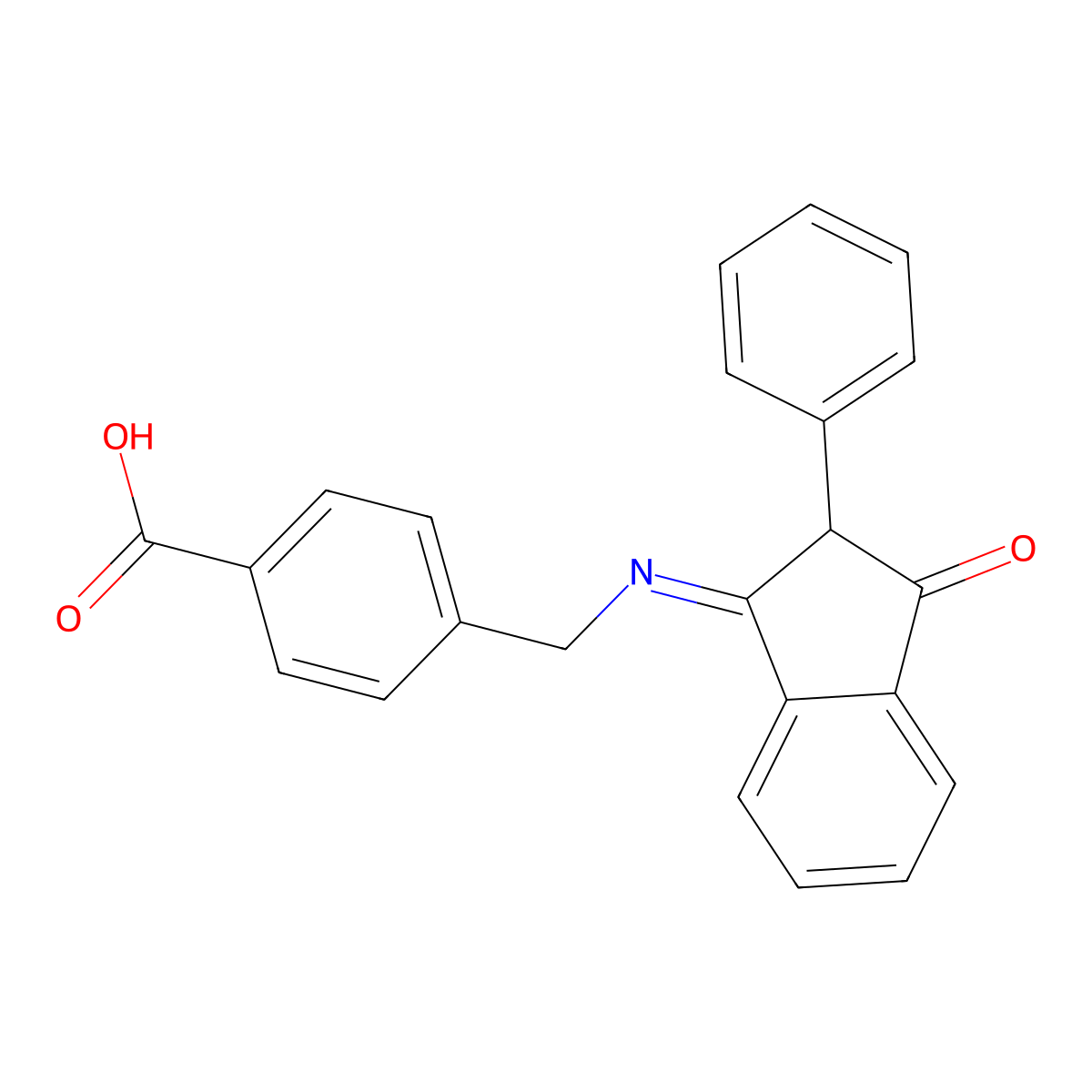 4-{[(3-oxo-2-phenyl-2,3-dihydro-1H-inden-1-yliden)amino]methyl}benzenecarboxylic acid molecular structure, CAS 1024791-96-5
