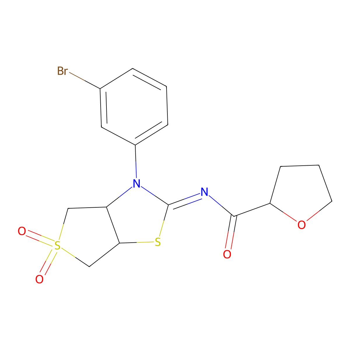 N-[(2Z)-3-(3-bromophenyl)-5,5-dioxidotetrahydrothieno[3,4-d][1,3]thiazol-2(3H)-ylidene]tetrahydrofuran-2-carboxamide molecular structure, CAS 1024808-91-0