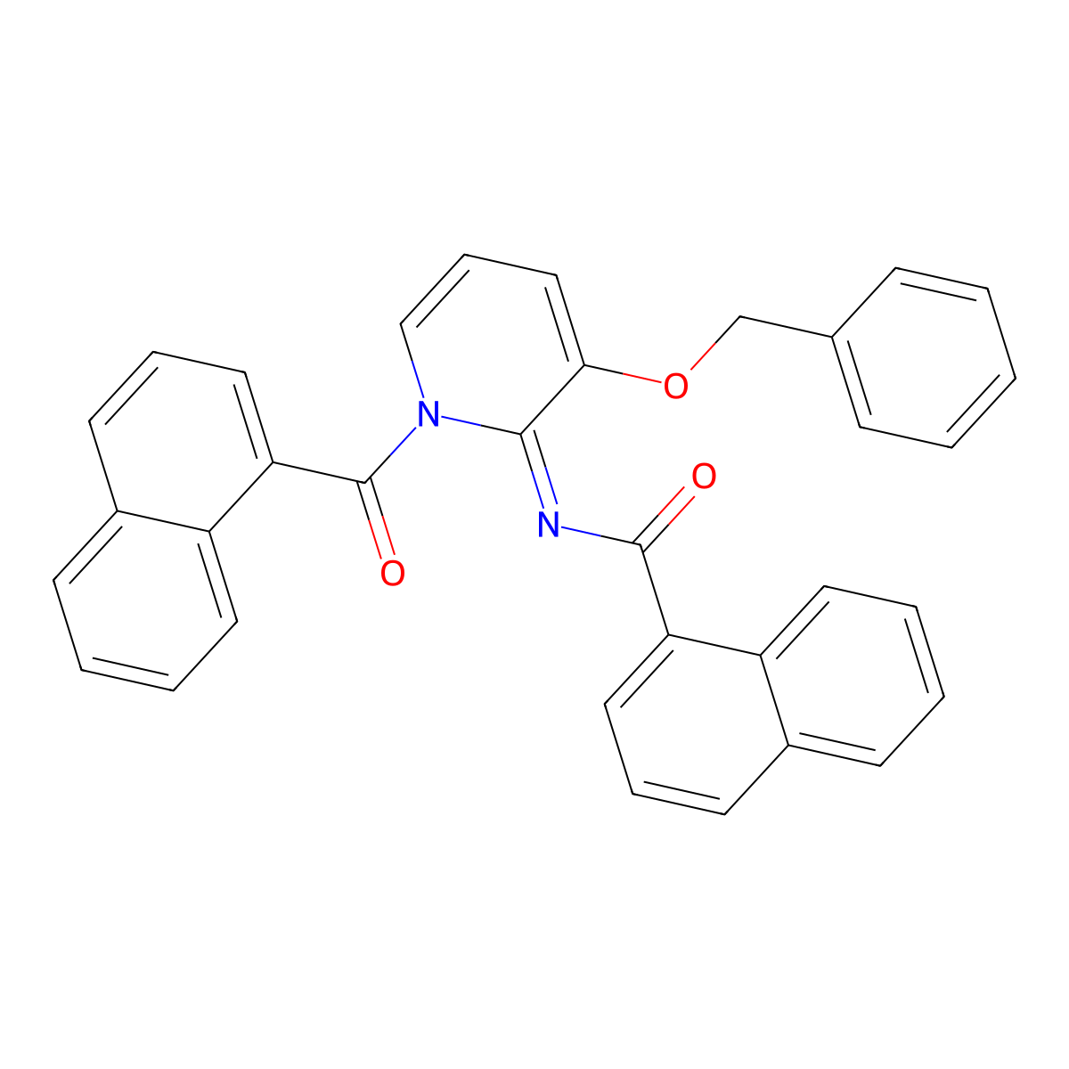 N-[1-(naphthalene-1-carbonyl)-3-phenylmethoxypyridin-2-ylidene]naphthalene-1-carboxamide molecular structure, CAS 1024816-16-7