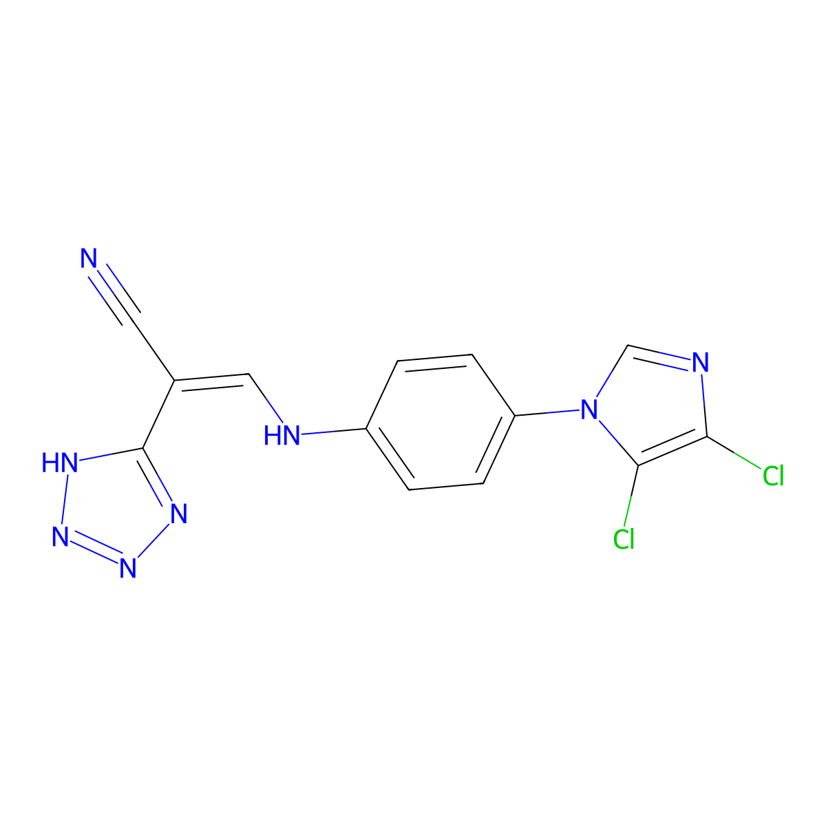 3-[4-(4,5-dichloroimidazol-1-yl)anilino]-2-(2H-tetrazol-5-yl)prop-2-enenitrile molecular structure, CAS 1024831-26-2