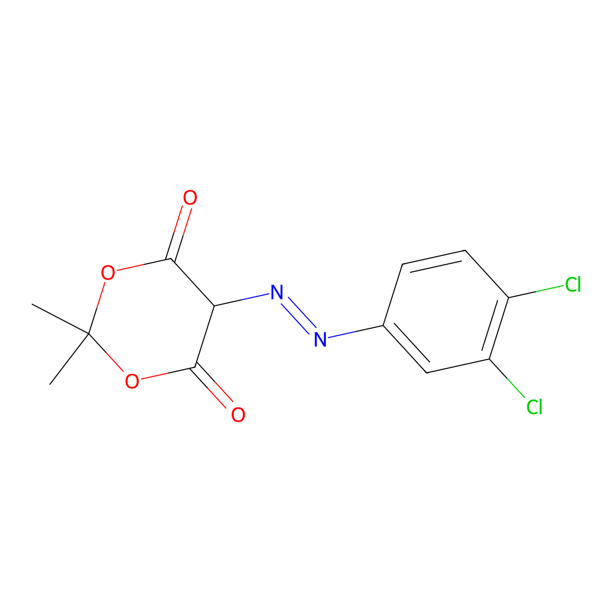 5-((3,4-Dichlorophenyl)diazenyl)-2,2-dimethyl-1,3-dioxane-4,6-dione molecular structure, CAS 1024861-10-6