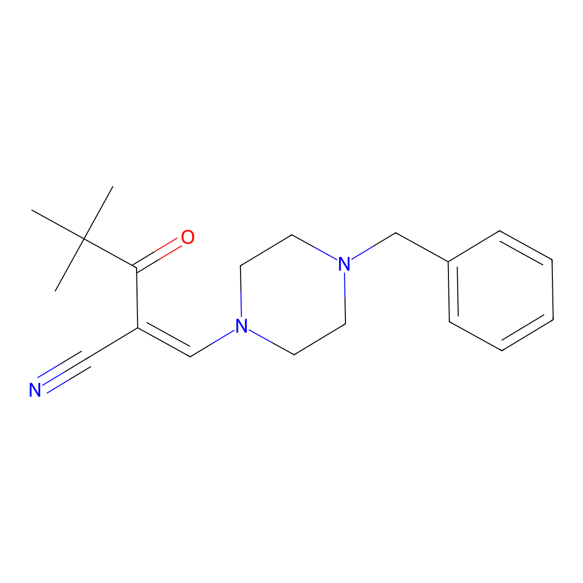 2-[(4-Benzylpiperazin-1-yl)methylidene]-4,4-dimethyl-3-oxopentanenitrile molecular structure, CAS 1024869-99-5