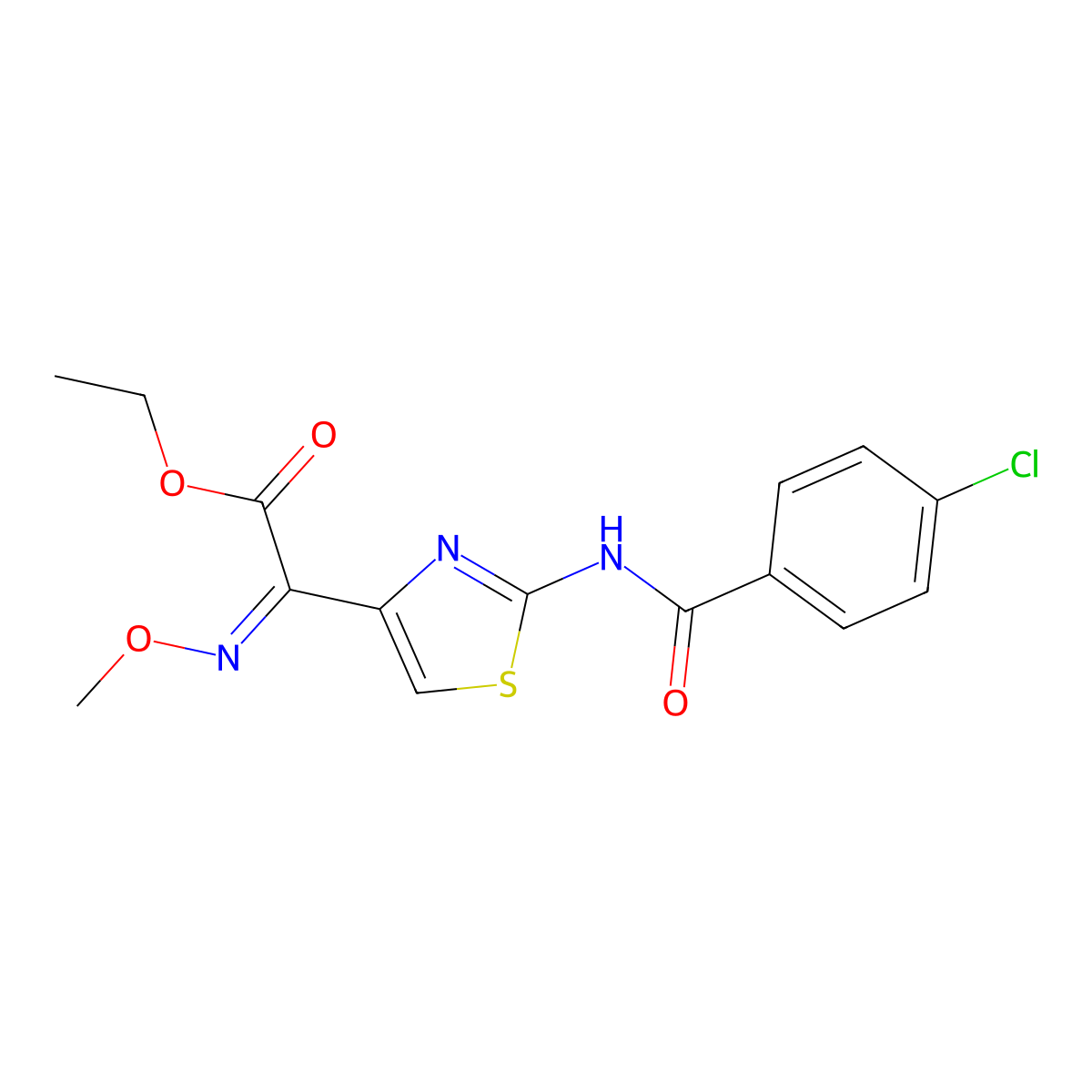 ethyl (2Z)-2-[2-[(4-chlorobenzoyl)amino]-1,3-thiazol-4-yl]-2-methoxyiminoacetate molecular structure, CAS 1024870-00-5