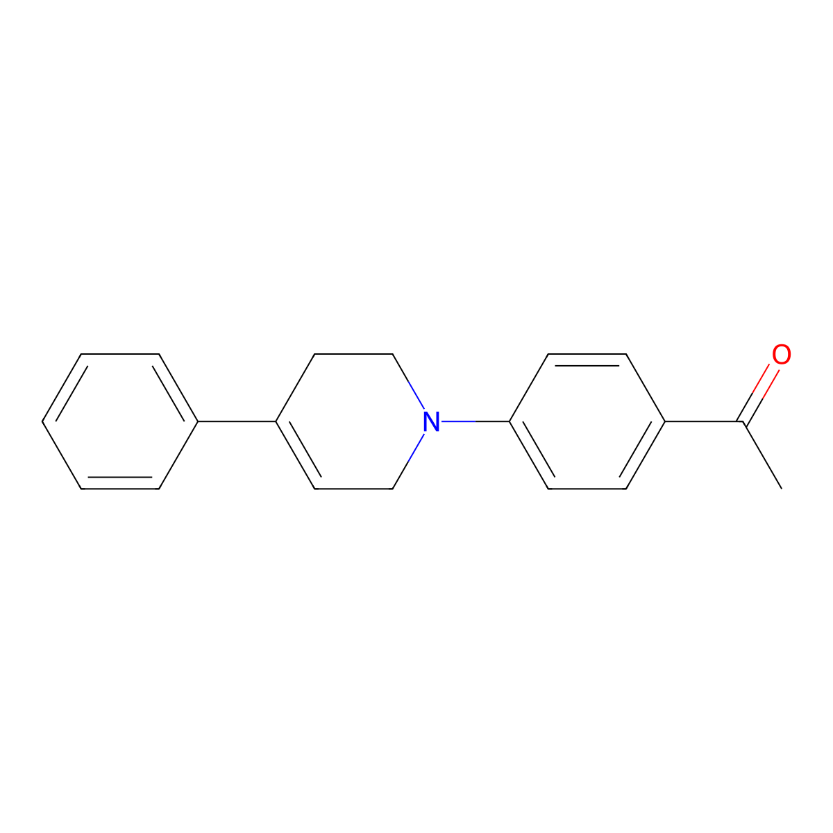 Acetophenone, 4'-(4-phenyl-1,2,5,6-tetrahydro-1-pyridyl)- molecular structure, CAS 102489-44-1