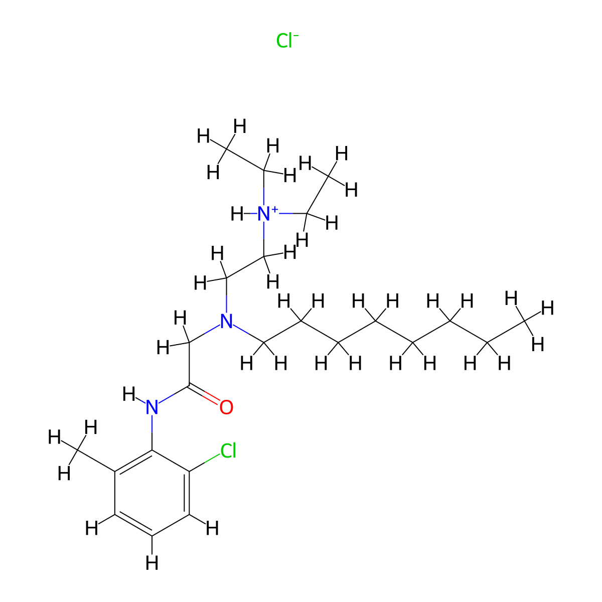 o-Acetotoluidide, 6'-chloro-2-((2-(diethylamino)ethyl)octylamino)-, hydrochloride molecular structure, CAS 102489-53-2