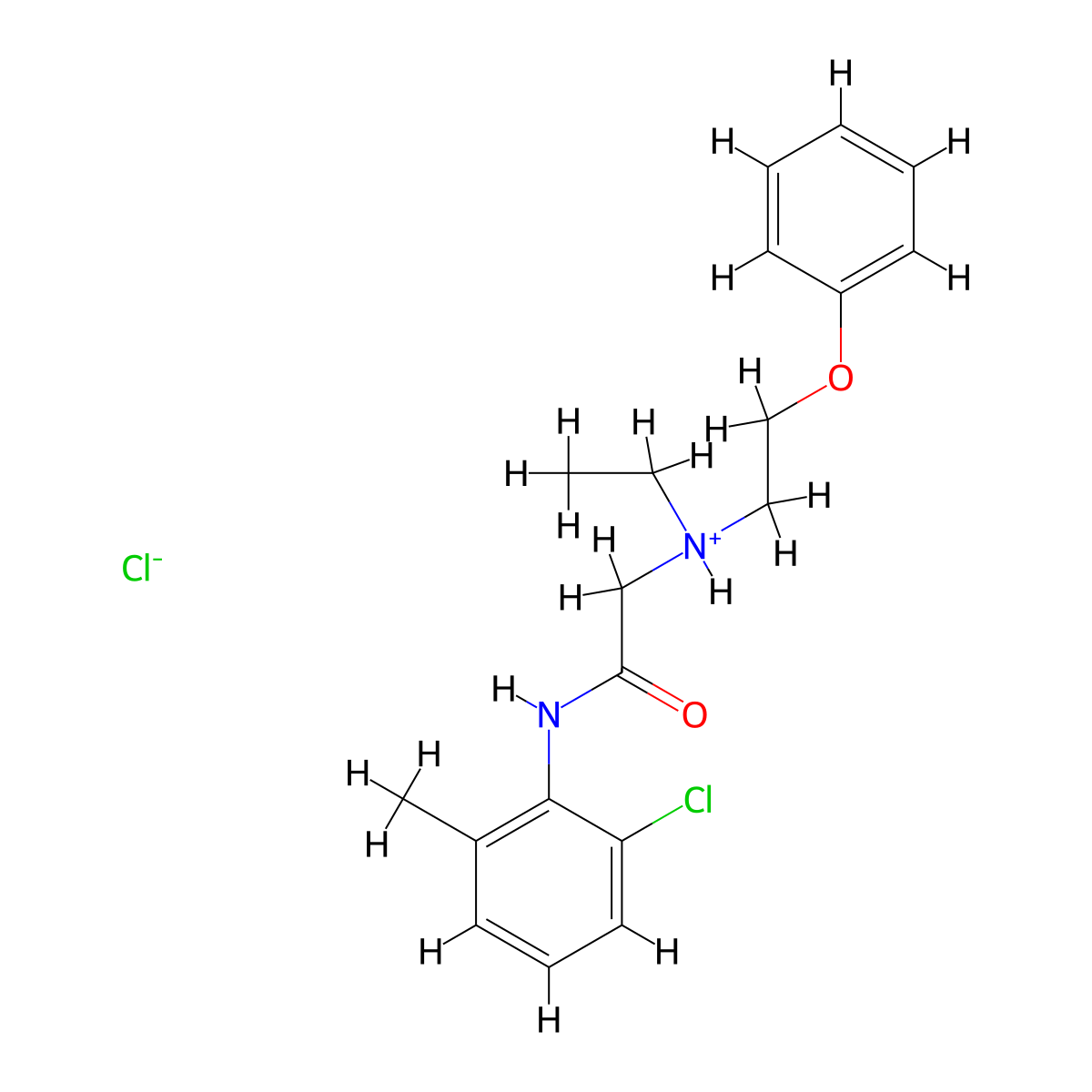 o-Acetotoluidide, 6'-chloro-2-(ethyl(2-phenoxyethyl)amino)-, hydrochloride molecular structure, CAS 102489-57-6