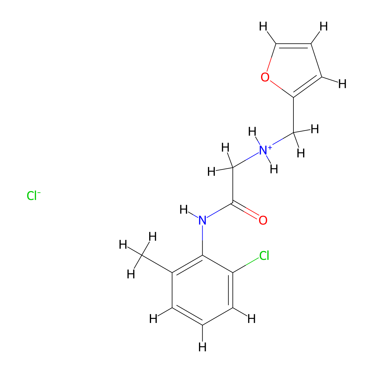 o-Acetotoluidide, 6'-chloro-2-(2-furylmethyl)amino-, hydrochloride molecular structure, CAS 102489-58-7