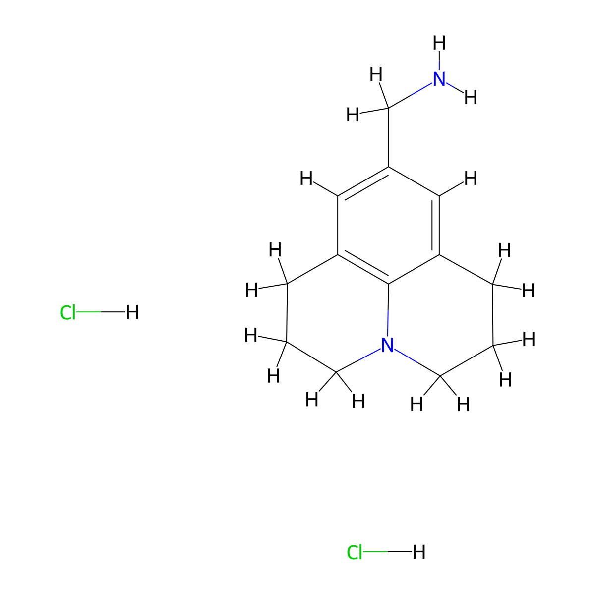 Methylamine, 1-(2,3,6,7-tetrahydro-1H,5H-benzo(ij)quinolizin-9-yl)-, dihydrochloride molecular structure, CAS 102489-73-6