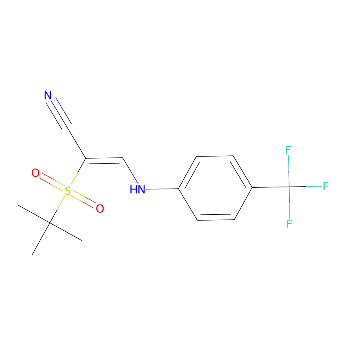(E)-2-tert-butylsulfonyl-3-[4-(trifluoromethyl)anilino]prop-2-enenitrile molecular structure, CAS 1024891-50-6
