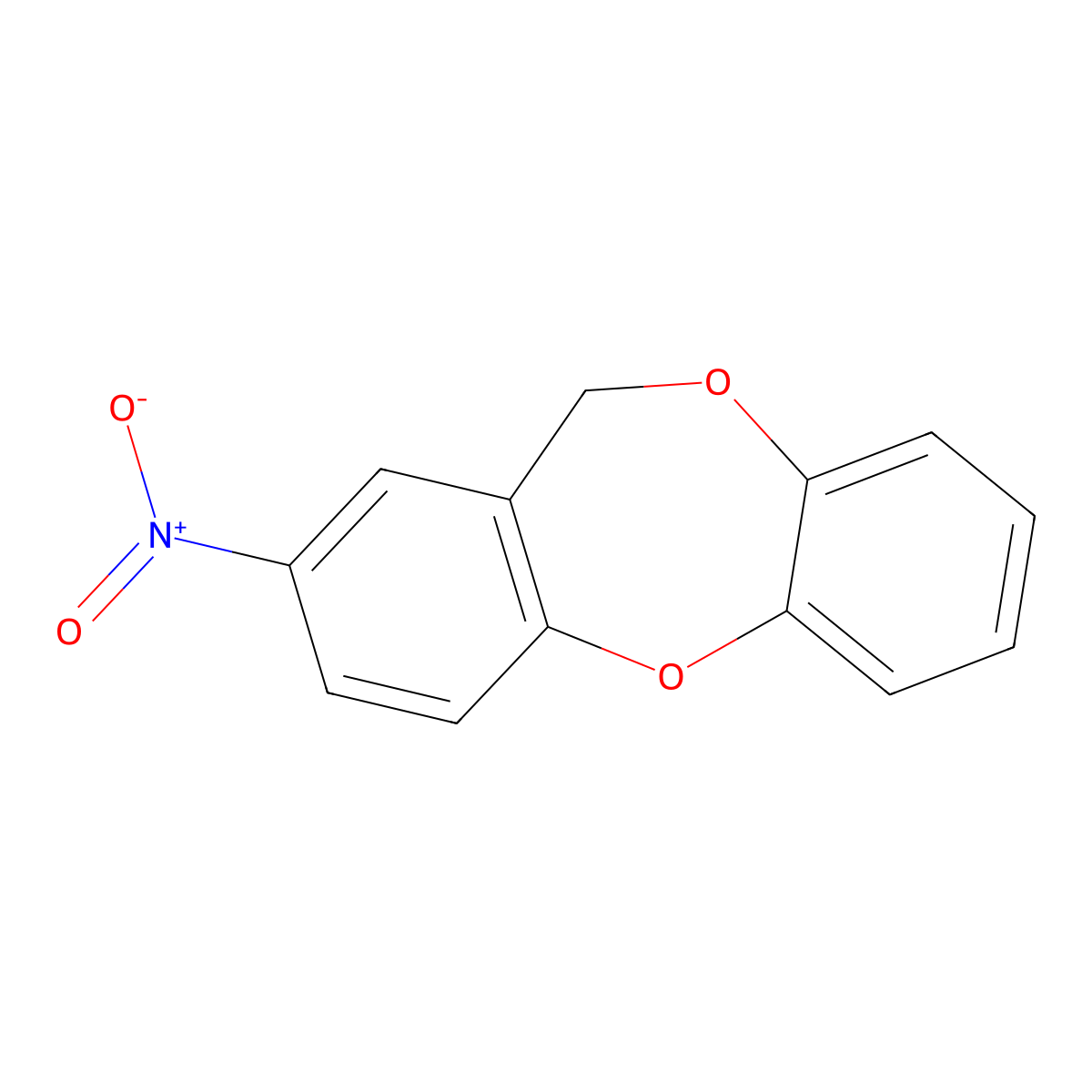 2-nitro-11H-dibenzo[b,e][1,4]dioxepine molecular structure, CAS 102492-62-6