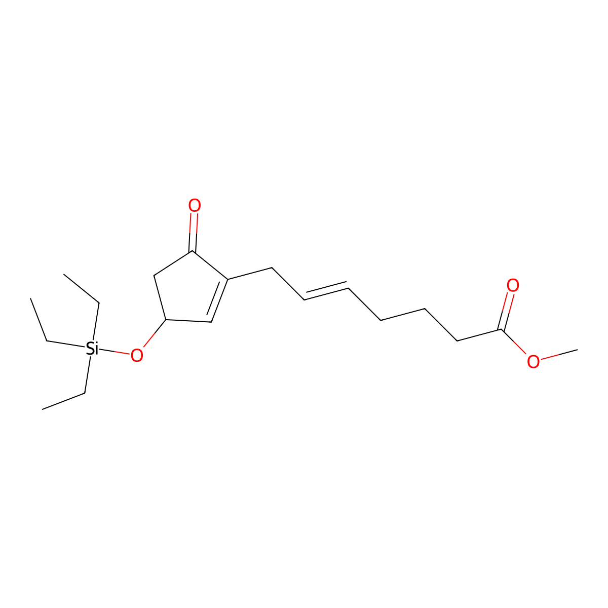 (Z)-Methyl 7-(5-oxo-3-((triethylsilyl)oxy)cyclopent-1-en-1-yl)hept-5-enoate molecular structure, CAS 102494-28-0