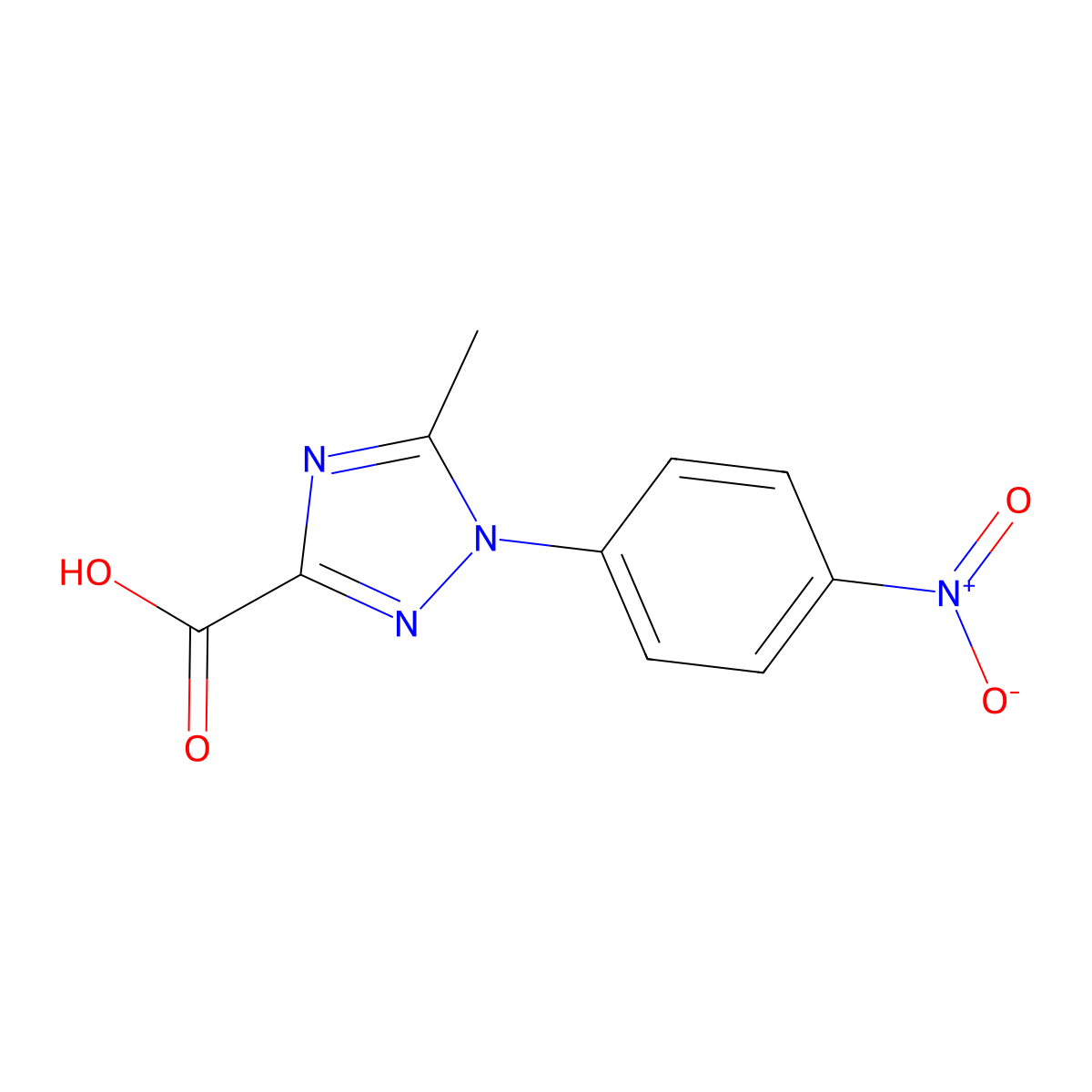 5-methyl-1-(4-nitrophenyl)-1H-1,2,4-triazole-3-carboxylic acid molecular structure, CAS 1025-88-3