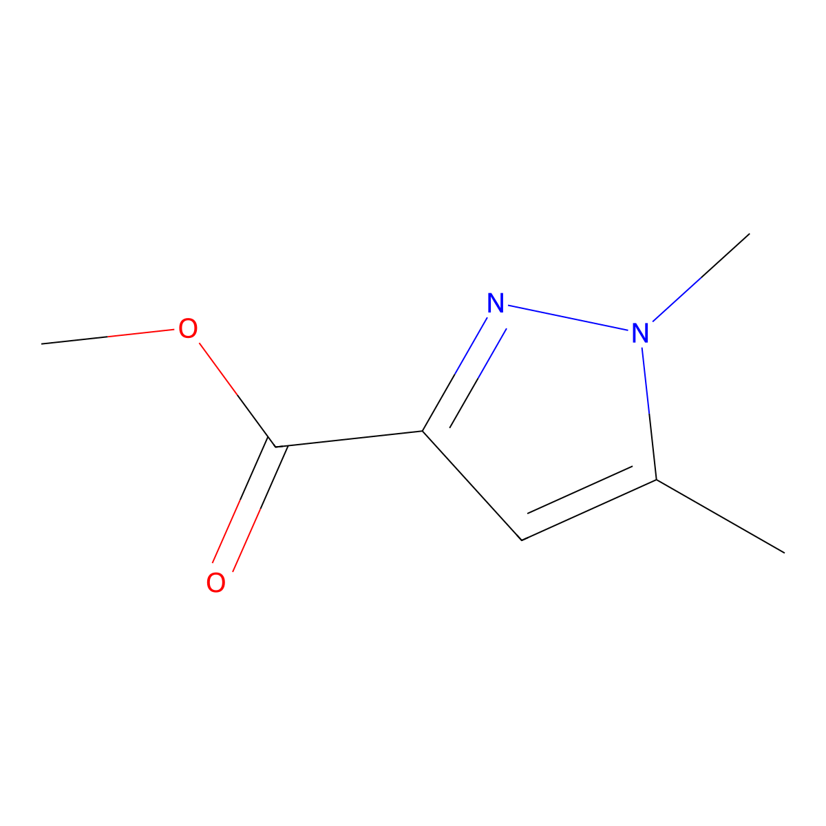 methyl 1,5-dimethyl-1H-pyrazole-3-carboxylate molecular structure, CAS 10250-61-0