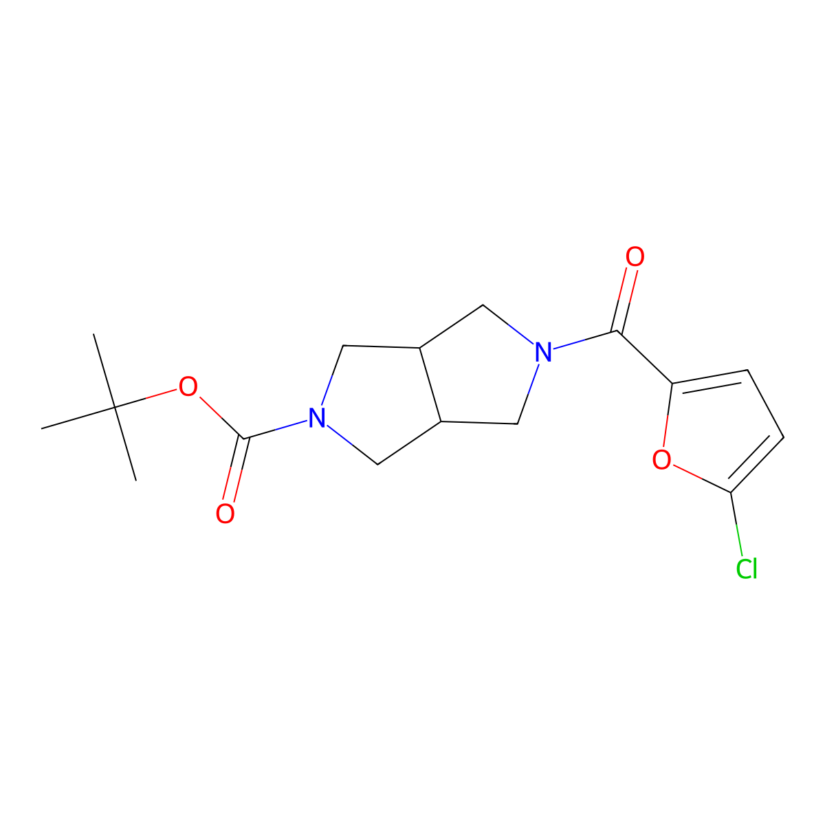 Tert-butyl 5-(5-chlorofuran-2-carbonyl)-octahydropyrrolo[3,4-c]pyrrole-2-carboxylate molecular structure, CAS 1025008-21-2