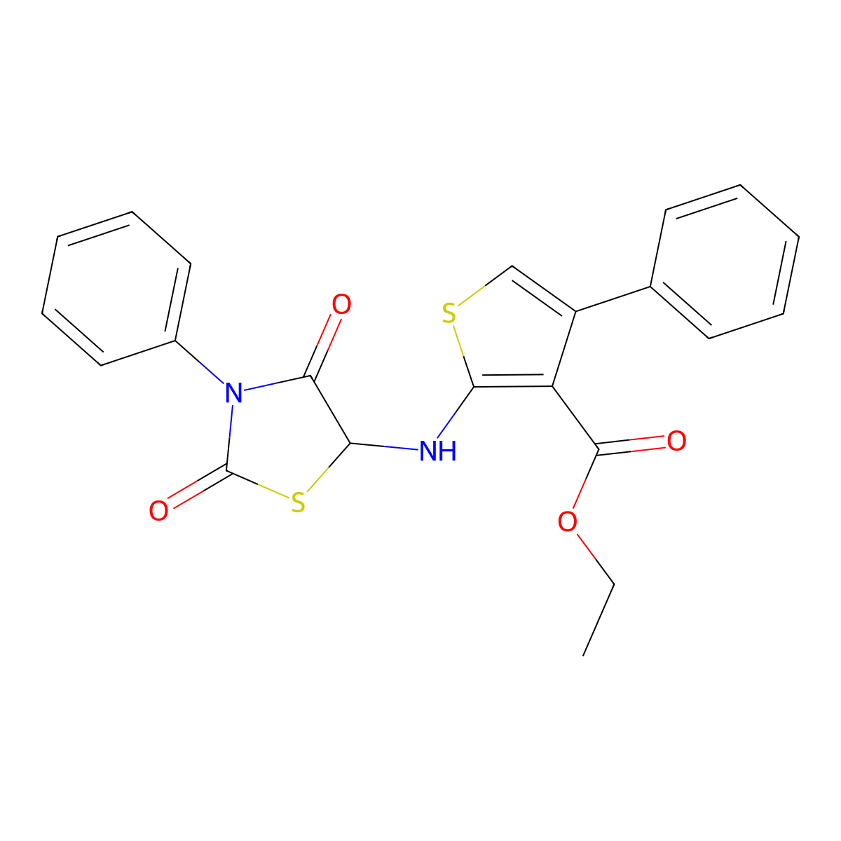 Ethyl 2-[(2,4-dioxo-3-phenyl-1,3-thiazolidin-5-yl)amino]-4-phenylthiophene-3-carboxylate molecular structure, CAS 1025009-24-8