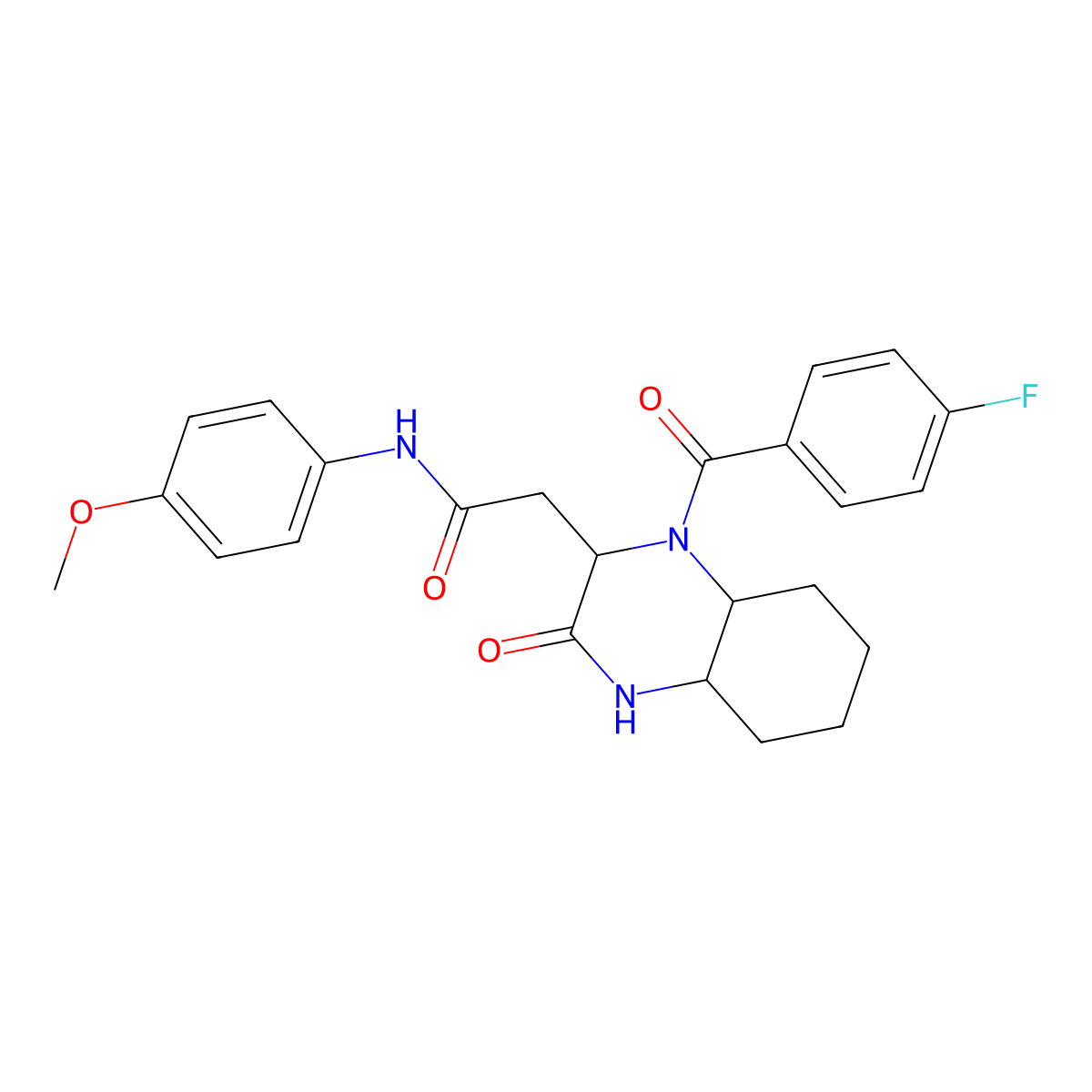 2-{1-[(4-fluorophenyl)carbonyl]-3-oxodecahydroquinoxalin-2-yl}-N-(4-methoxyphenyl)acetamide molecular structure, CAS 1025025-86-8